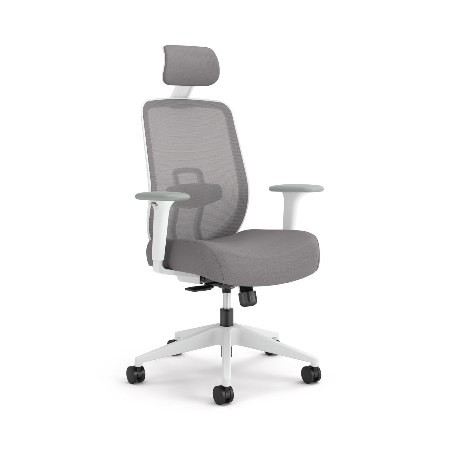 HON Altern Basic Task Chair | Mesh Mid-Back | Height-Adjustable Arms | White Frame | Grey Fabric