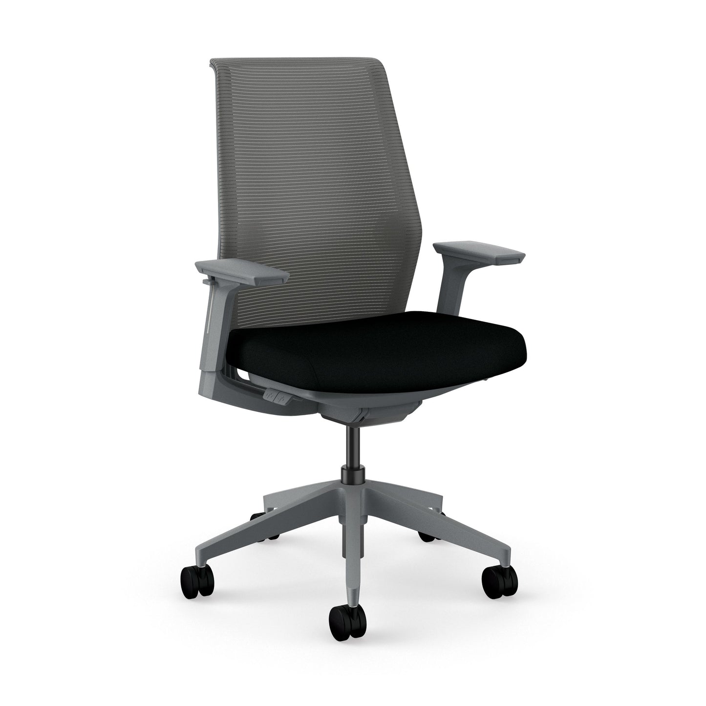 HON Cipher Mesh Back Task Chair | Height-Adjustable Arms | Charcoal Mesh | Black Fabric