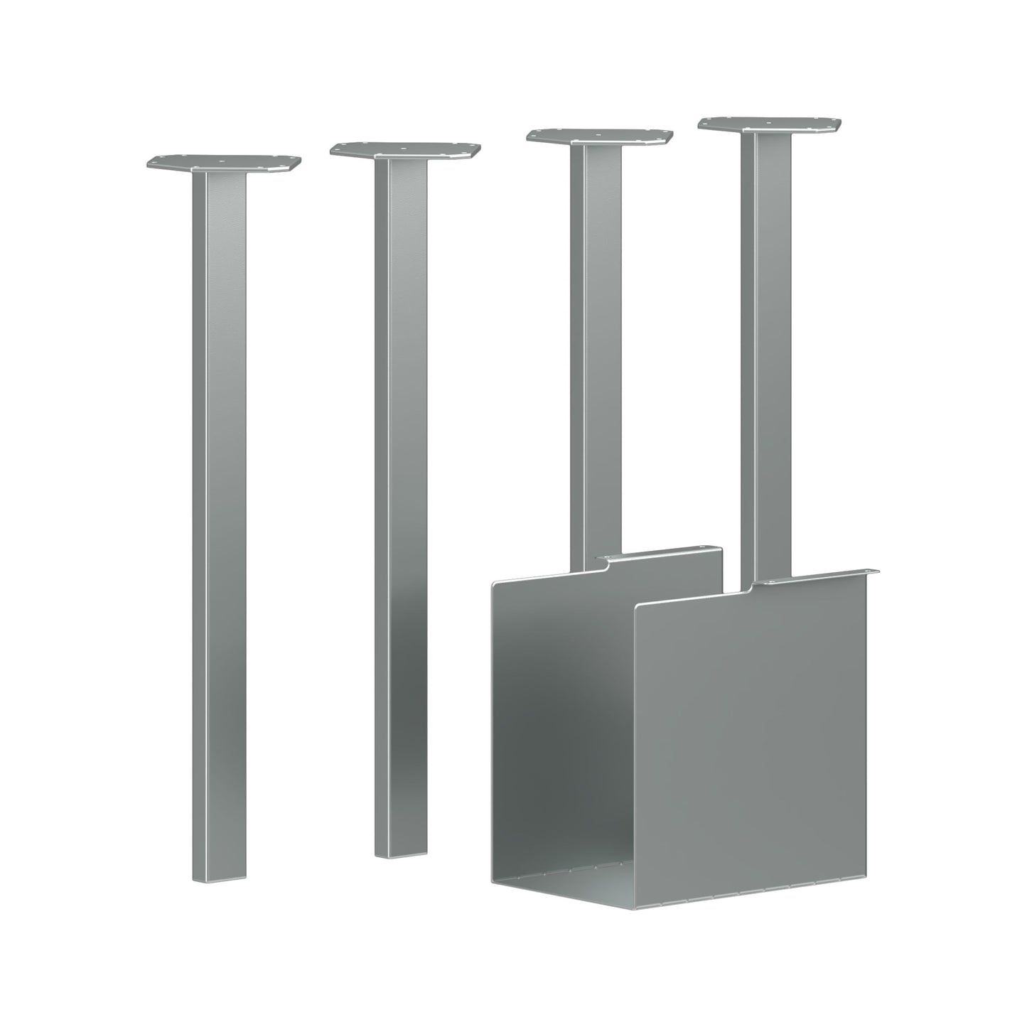 HON Coze Post Legs | U-Storage | 4-Pack | Silver Finish
