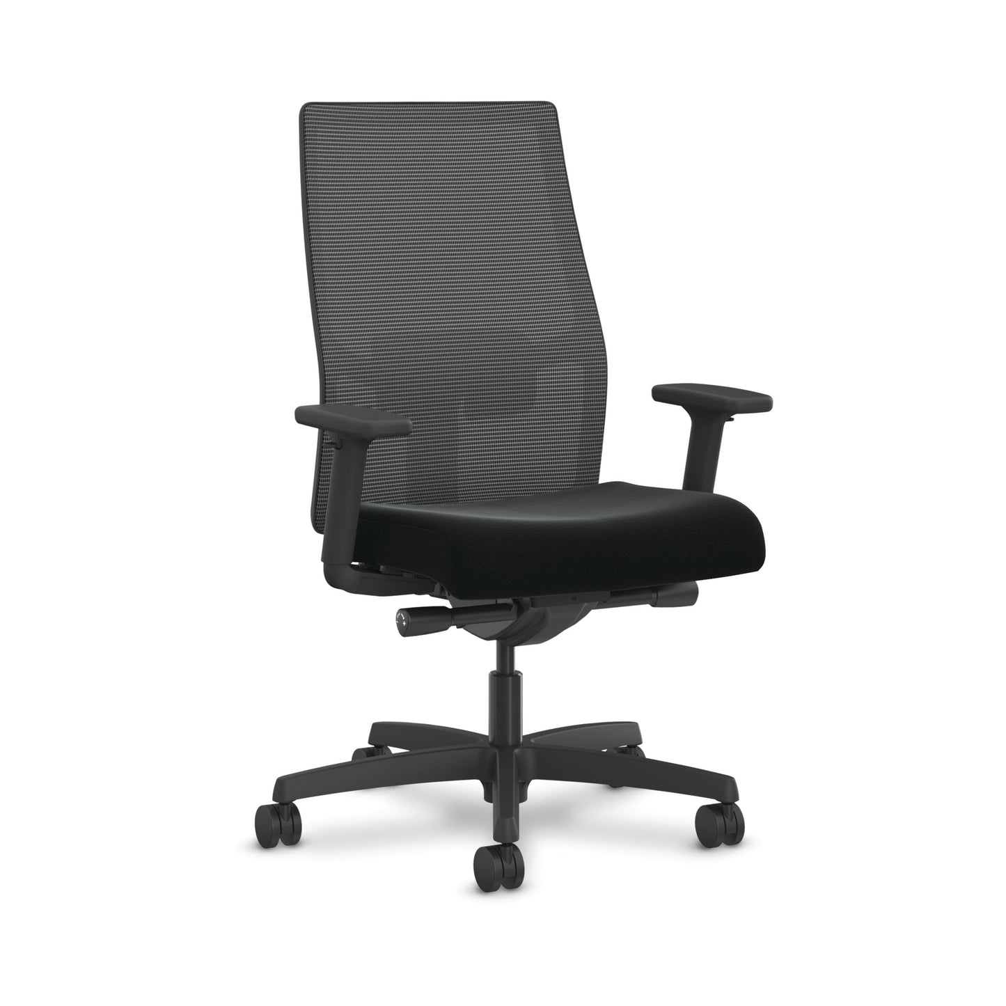 HON Ignition 2.0 Mesh Office Chair | Mid-Back | Synchro-Tilt | Black Seat Fabric | Black Mesh | Black Frame | Bullseye Red Adjustable Lumbar