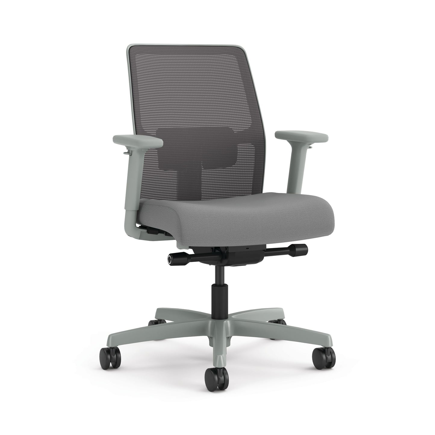 HON Ignition 2.0 4-way stretch Mesh Back Task Chair | Synchro-Tilt Control With Seat Slider | Height- and Width-Adjustable Arms | Adjustable Lumbar Support | Hard Casters | Charcoal 4-way stretch Mesh Back | Ash Seat Fabric | Titanium Frame