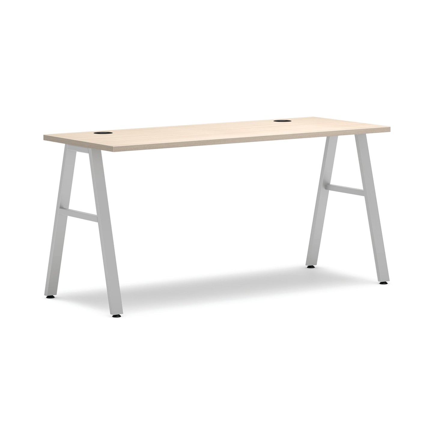 HON Mod Desk | 60"W x 24"D | Silver A-Leg Base | Desert Oak Laminate