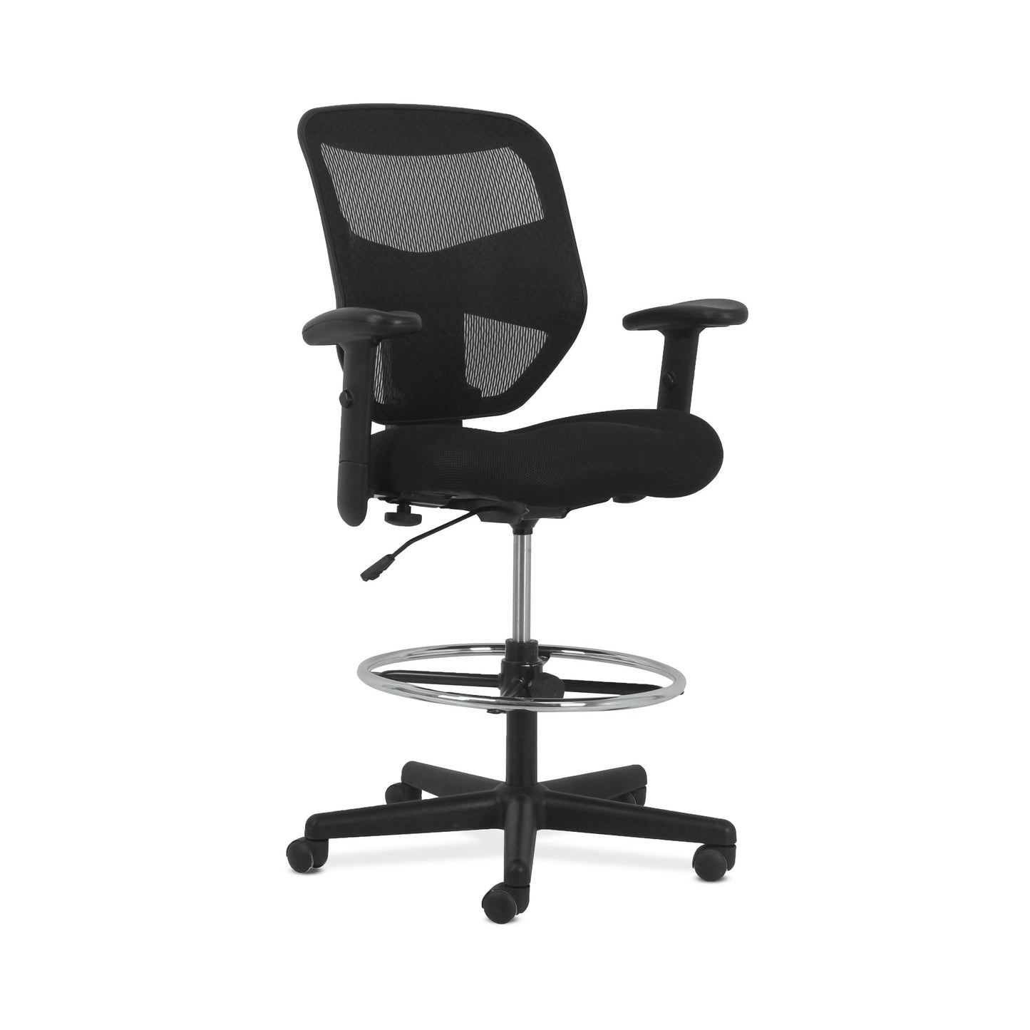 HON Prominent High-Back Task Stool | Height- and Width-Adjustable Arms | Black Mesh Back