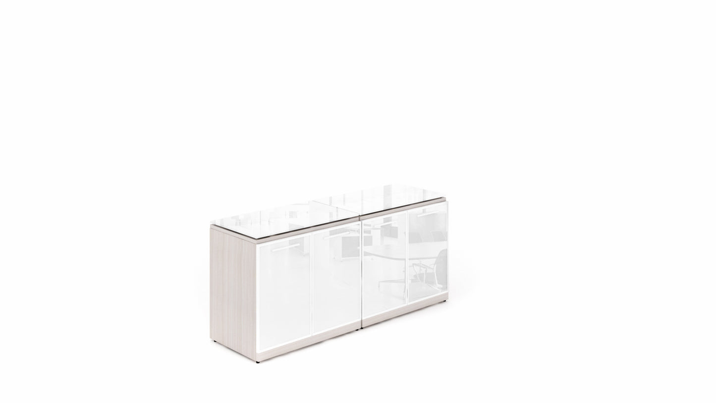 Potenza - 4 Glass Door Credenza w/ Floated Glass Top