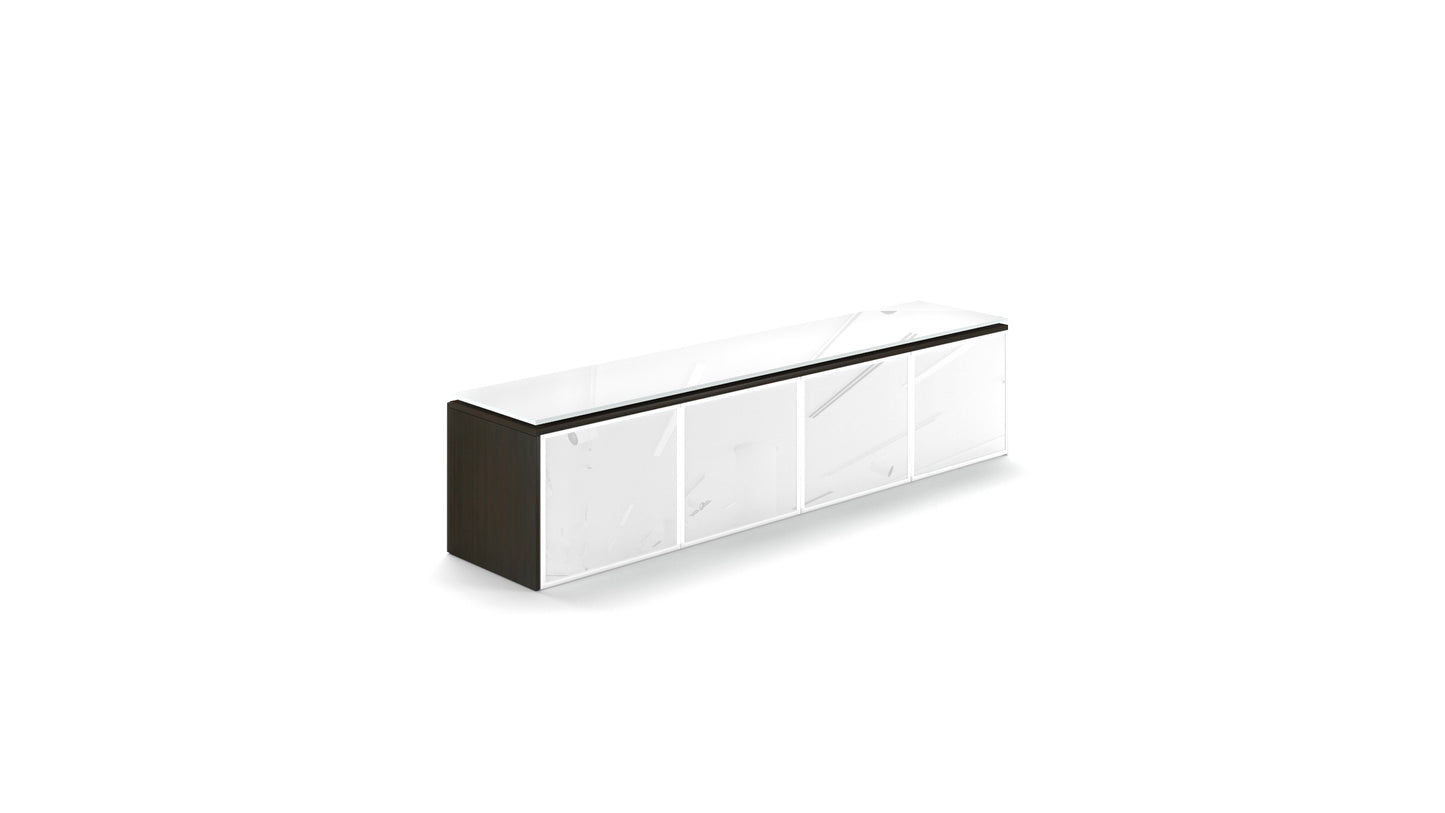 Deluxe Mounted Wall Hutch w/ Glass Doors