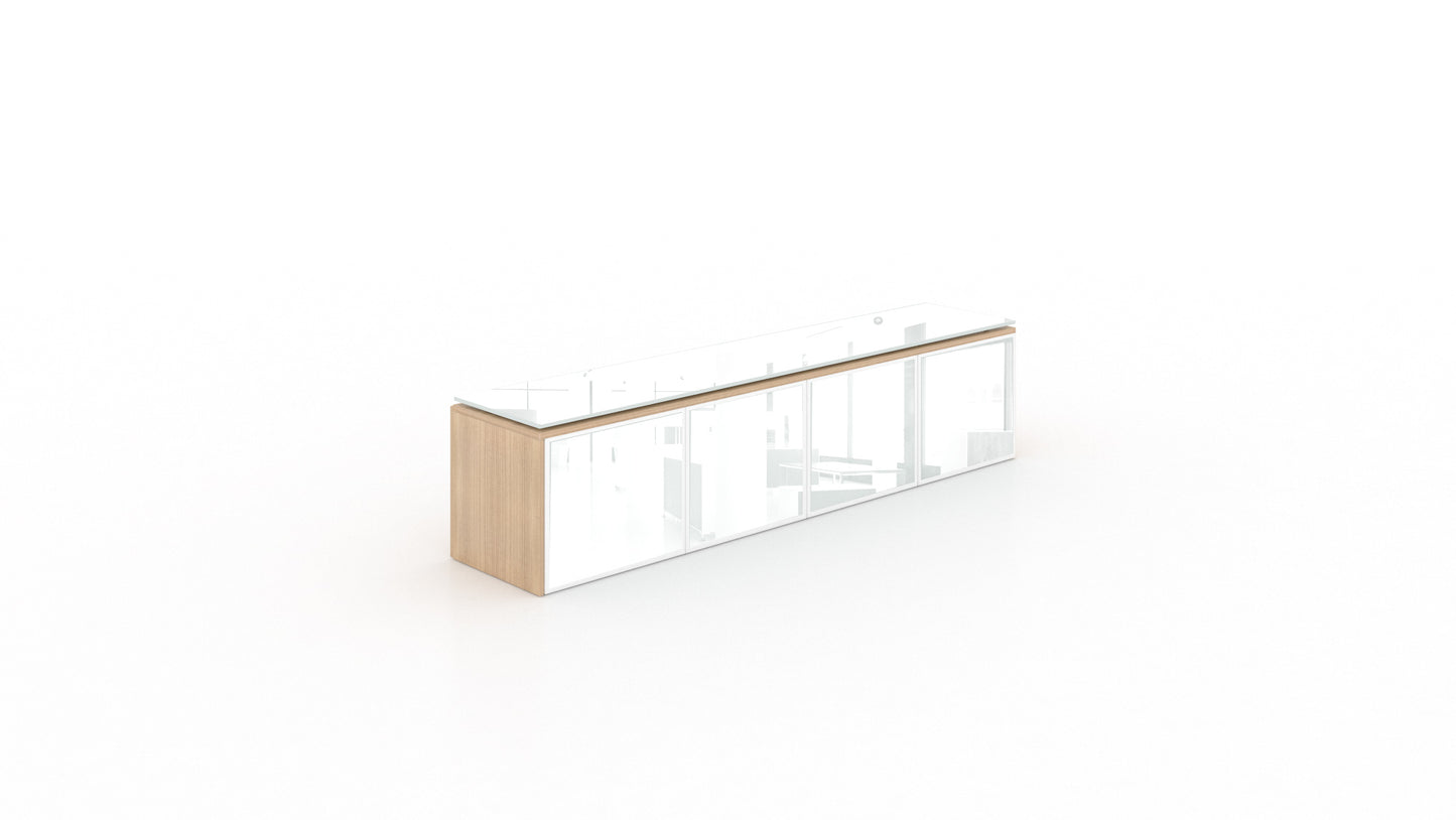 Deluxe Mounted Wall Hutch w/ Glass Doors