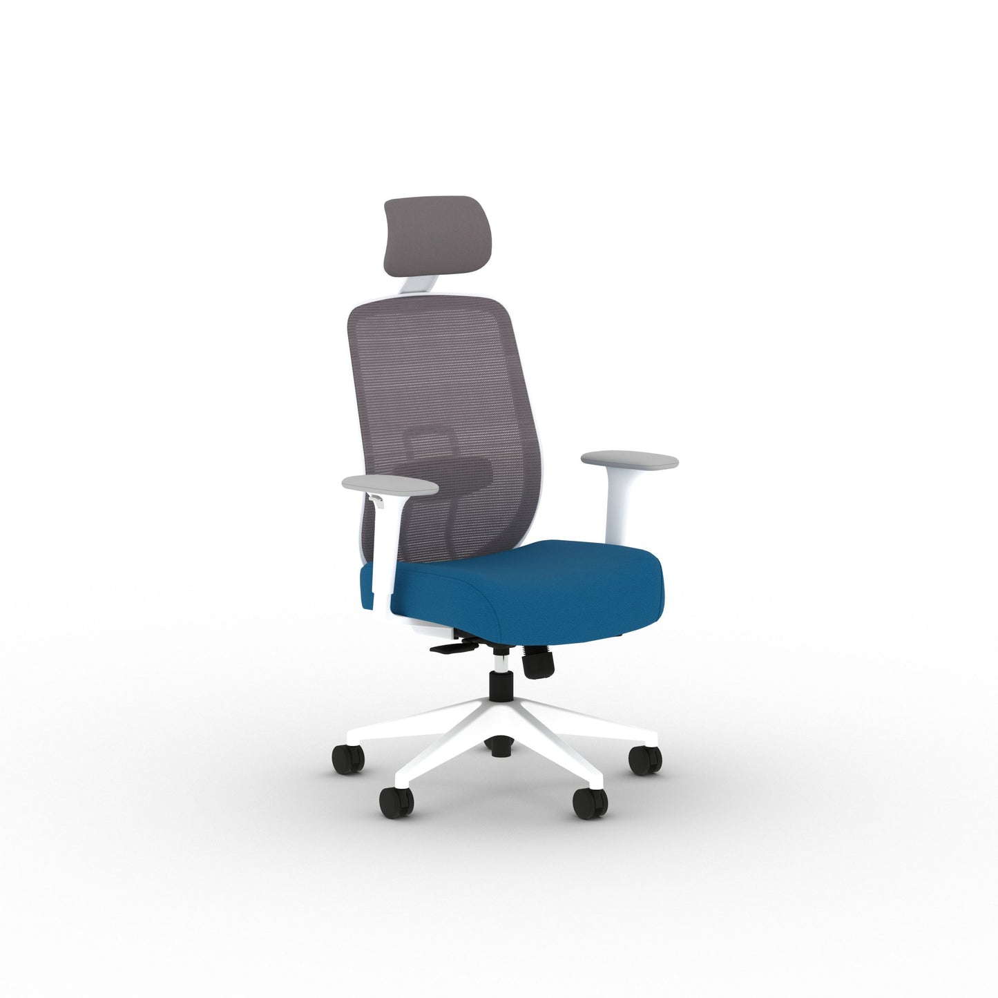 HON Altern Task Chair | Mesh Mid-Back | Height-Adjustable Arms | White Frame | Peacock Fabric