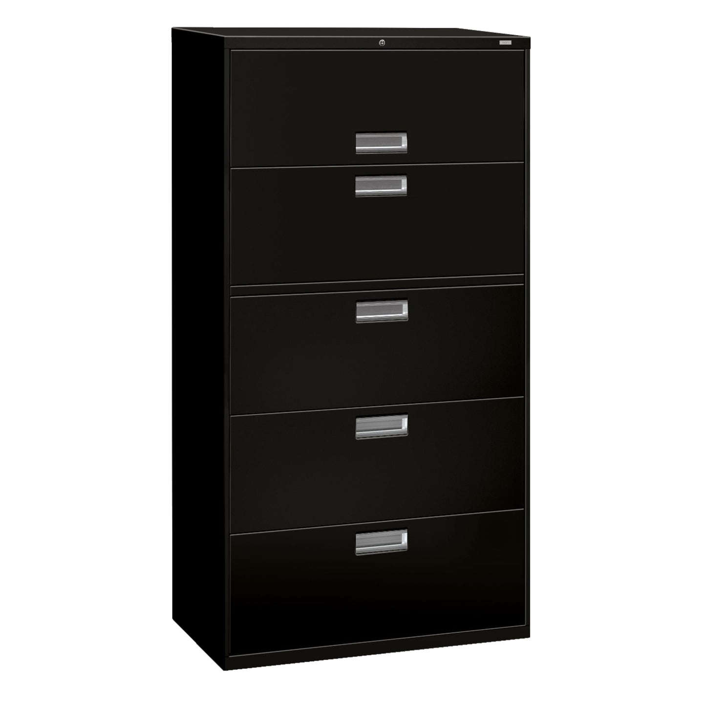 HON Brigade 600 Series Lateral File | 5 Drawers | Aluminum Pull | 36"W | Black Finish