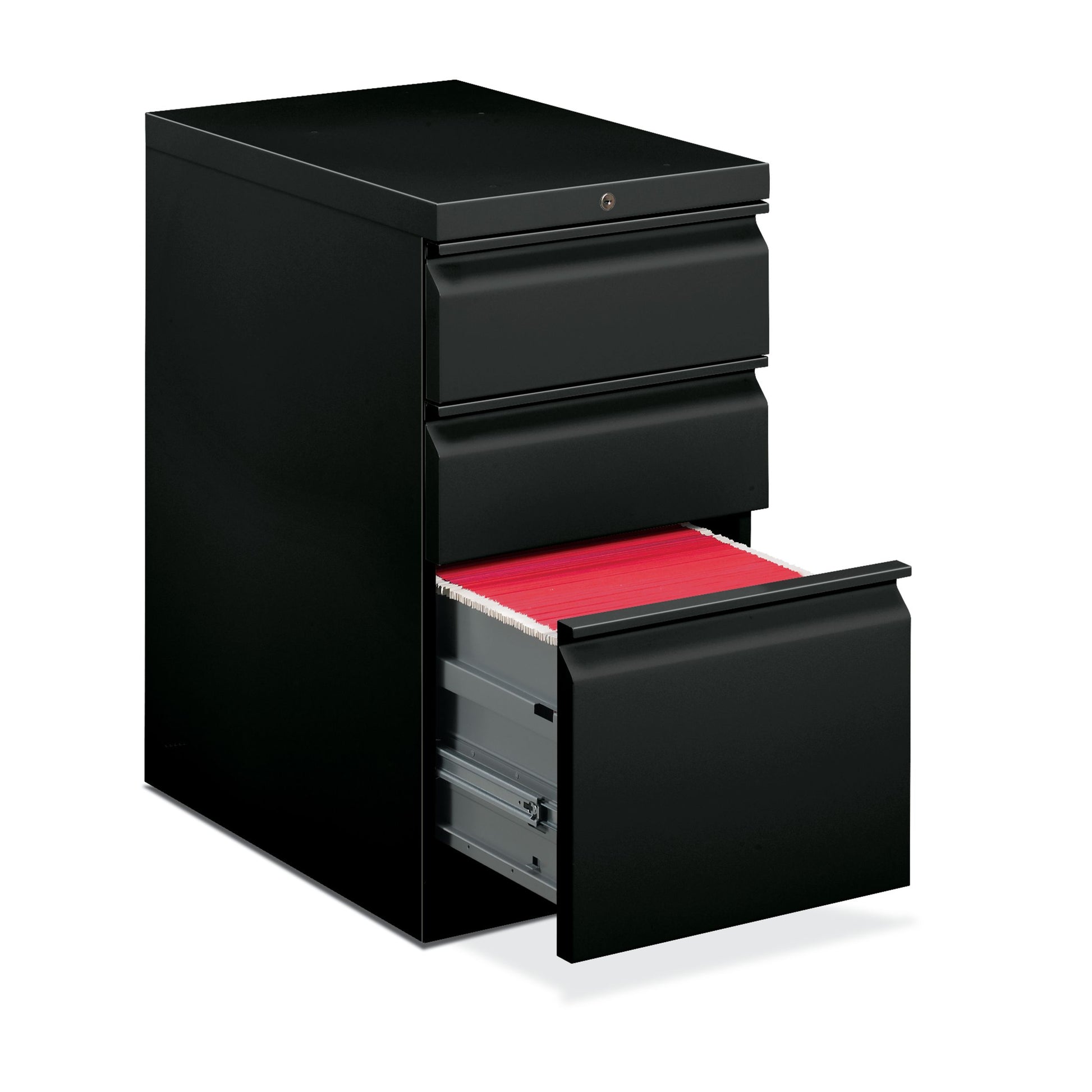 HON Brigade Mobile Pedestal | 2 Box / 1 File Drawers | Full Radius Pull | 15"W x 22-7/8"D x 28"H | Black Finish