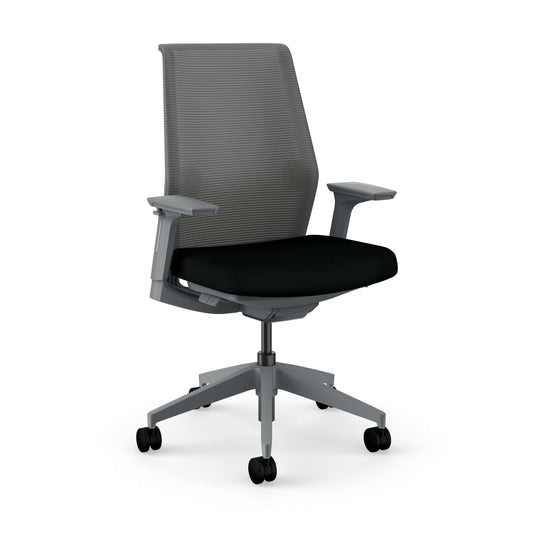 HON Cipher Mesh Back Task Chair | Height-Adjustable Arms | Charcoal Mesh | Black Fabric