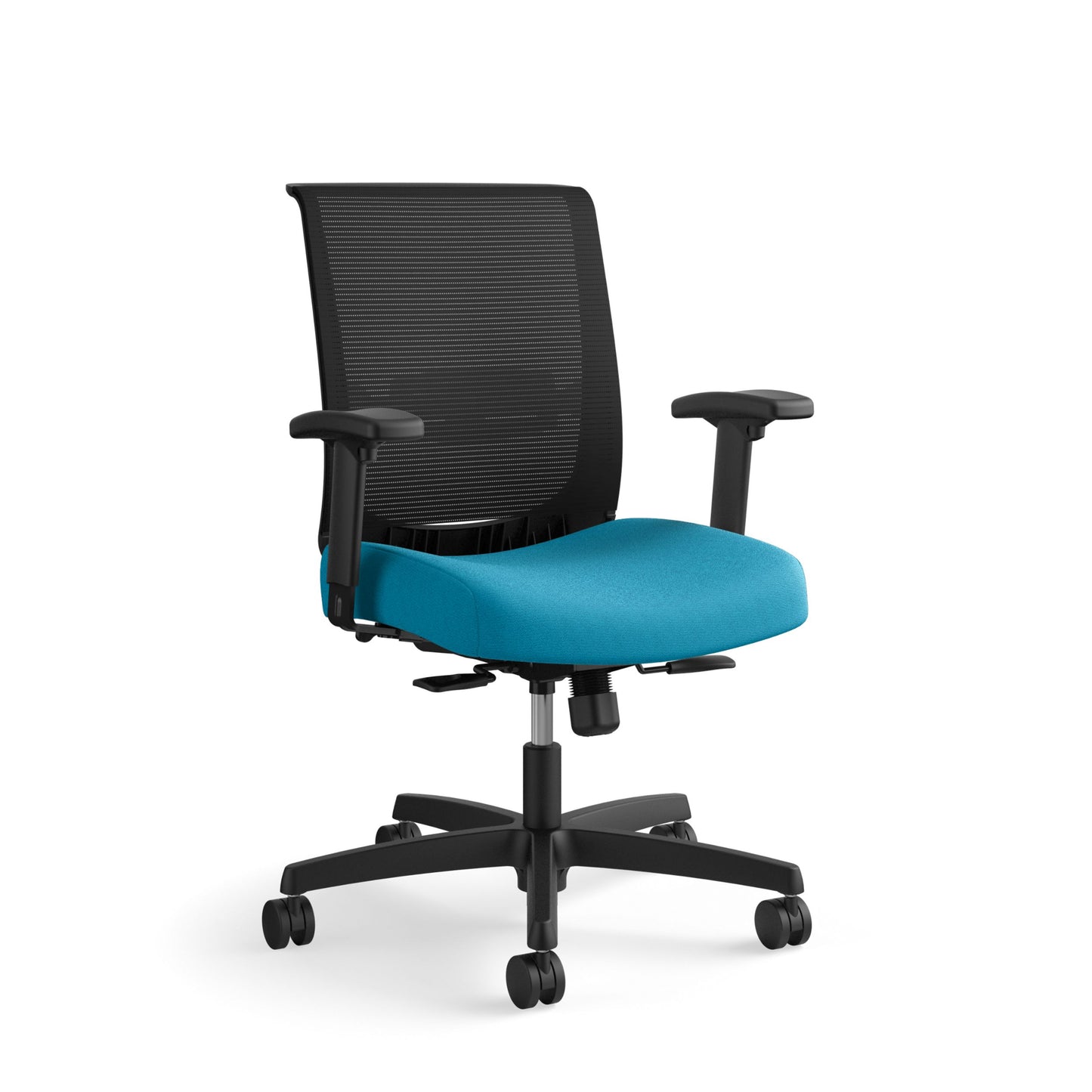 HON Convergence Task Chair | Synchro-Tilt With Seat Slide Control | Height- and Width-Adjustable Arms | Peacock Fabric
