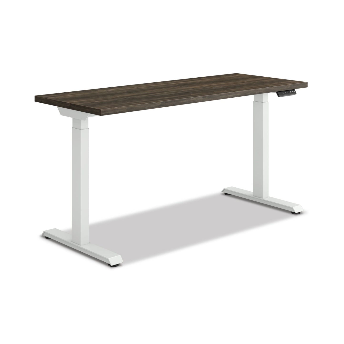 HON Coordinate Height-Adjustable Desk | 2-Stage Base | 58"W X 22"D | Florence Walnut Laminate | Designer White Base