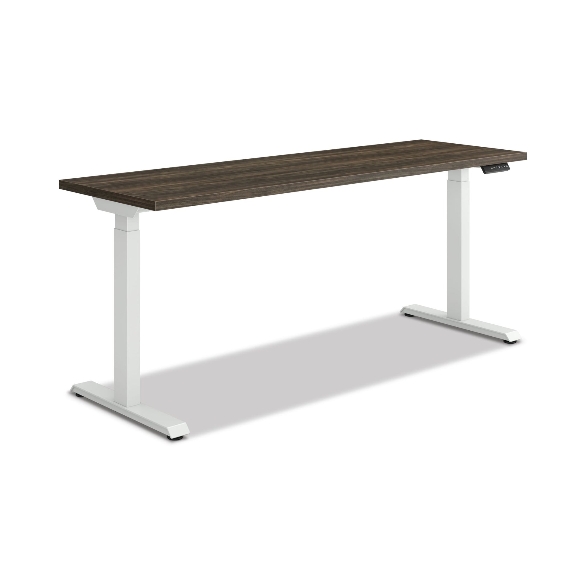 HON Coordinate Height-Adjustable Desk | 2-Stage Base | 70"W X 22"D | Florence Walnut Laminate | Designer White Base