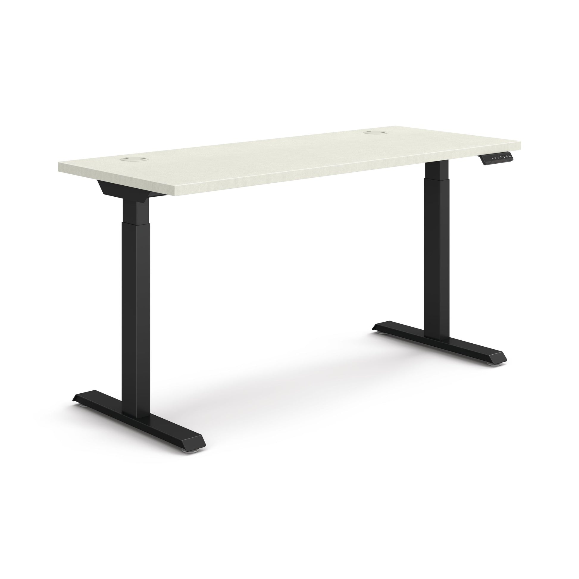 HON Coordinate Height-Adjustable Desk | 2-Stage Base | 58"W X 22"D | Silver Mesh Laminate | Black Base