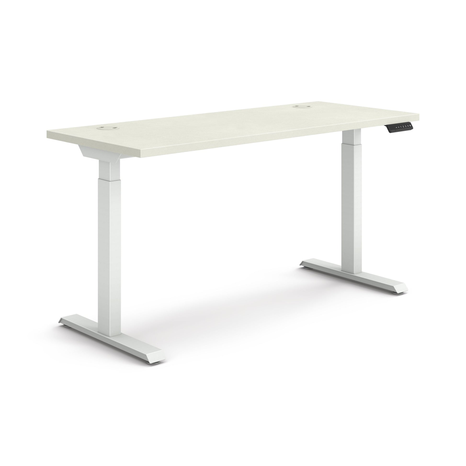 HON Coordinate Height-Adjustable Desk | 2-Stage Base | 58"W X 22"D | Silver Mesh Laminate | Designer White Base