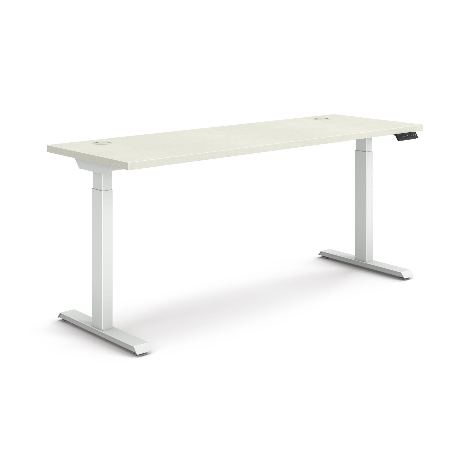 HON Coordinate Height-Adjustable Desk | 2-Stage Base | 70"W X 22"D | Silver Mesh Laminate | Designer White Base