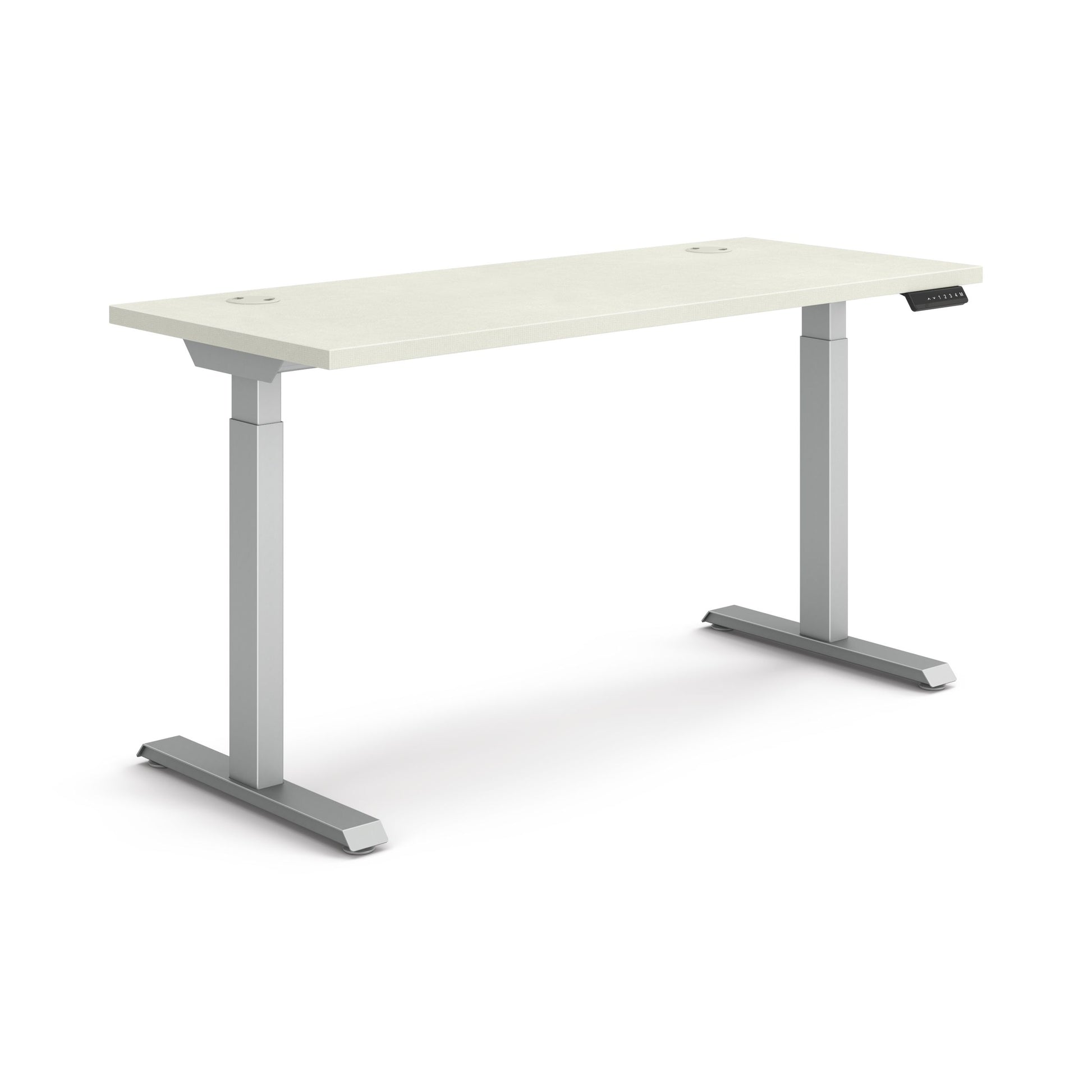 HON Coordinate Height-Adjustable Desk | 2-Stage Base | 58"W X 22"D | Silver Mesh Laminate | Silver Base