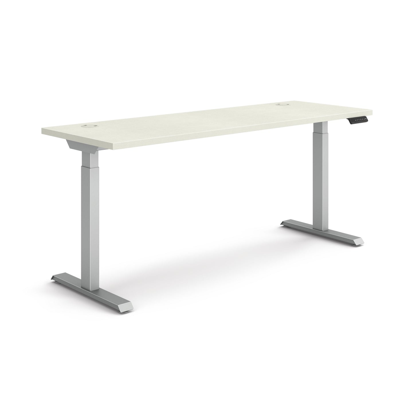 HON Coordinate Height-Adjustable Desk | 2-Stage Base | 70"W X 22"D | Silver Mesh Laminate | Silver Base