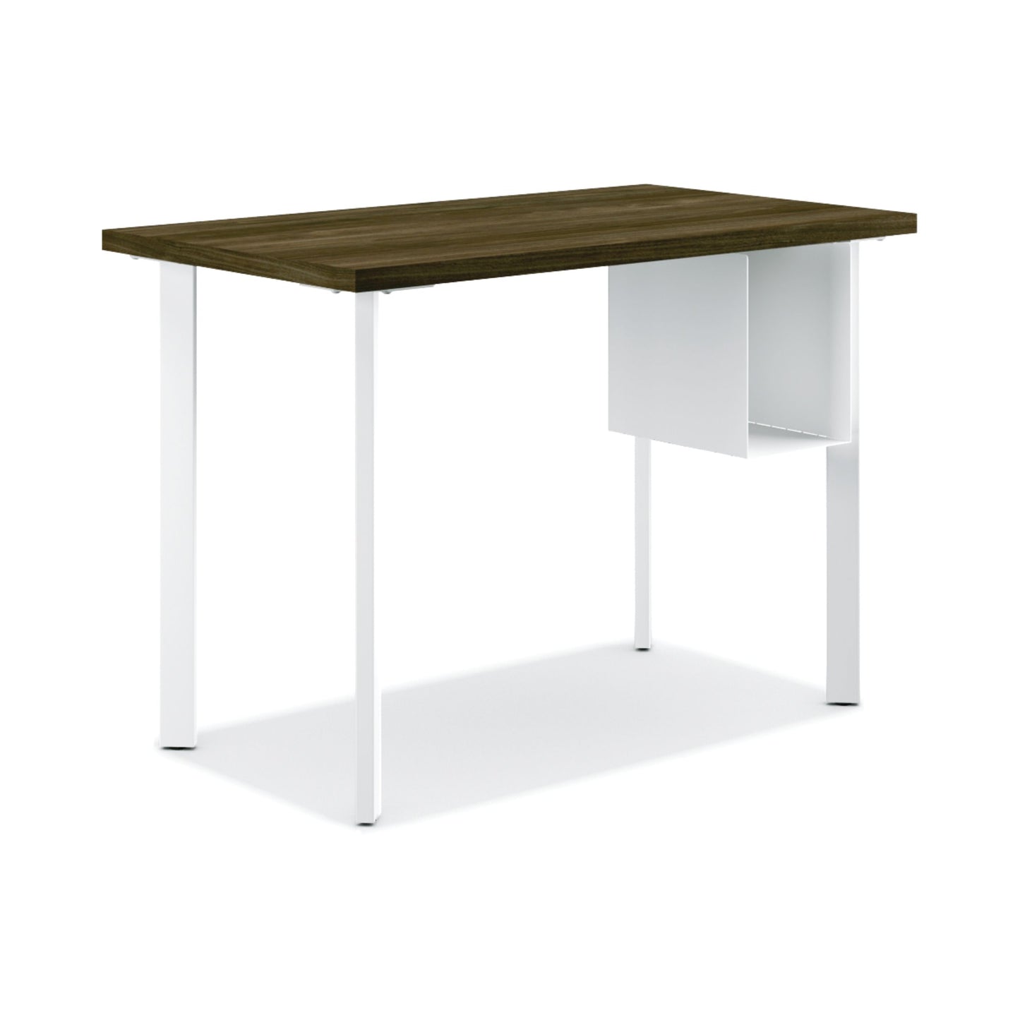 HON Coze Table Desk | U-Storage | 48"W x 24"D | Florence Walnut Laminate | Designer White Leg Finish