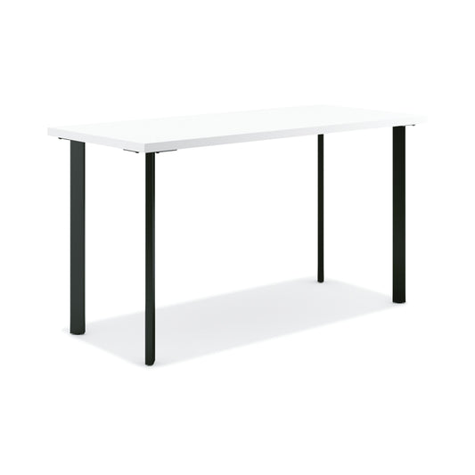 HON Coze Table Desk | 48"W x 24"D | Designer White Laminate | Black Leg Finish