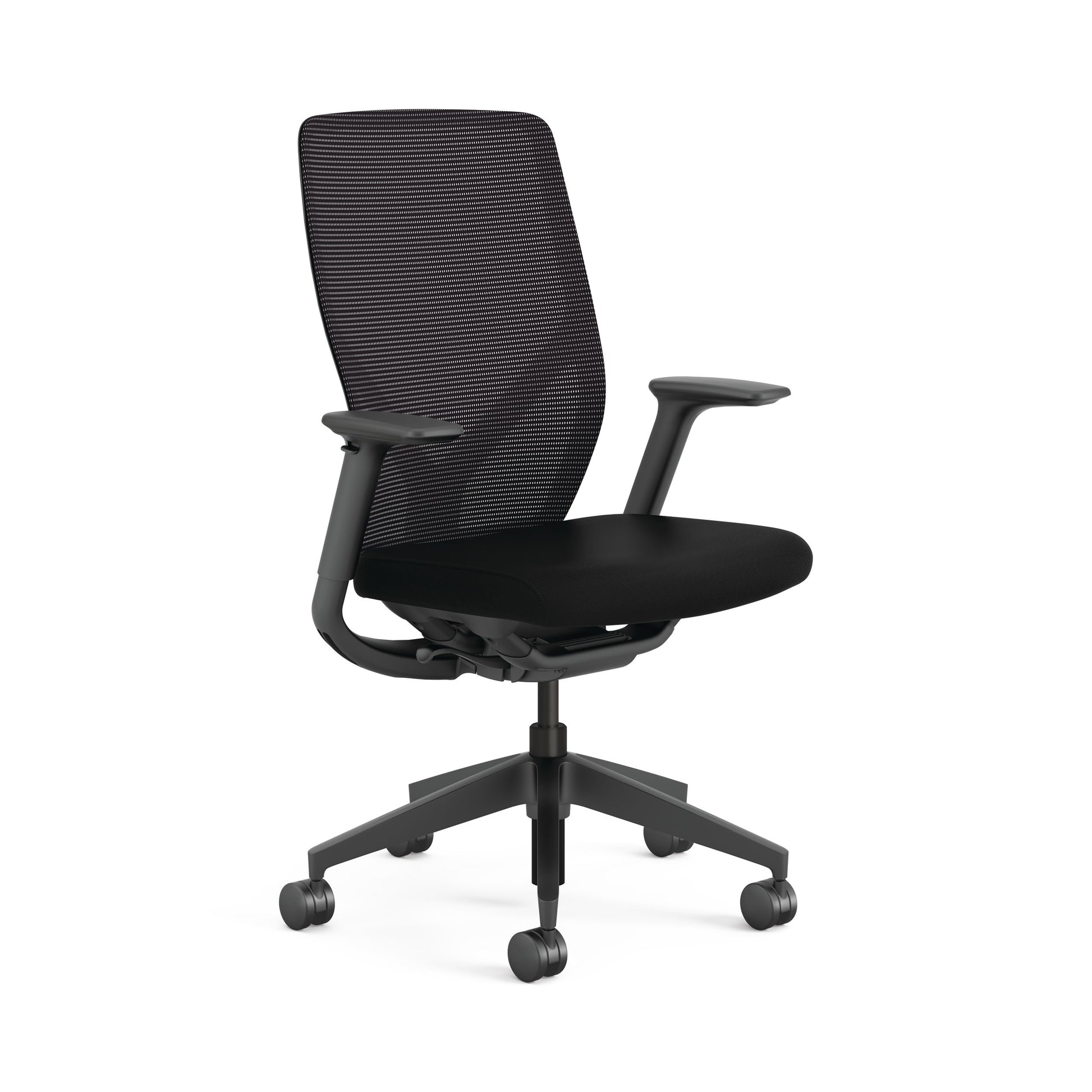 HON Flexion Mesh Back Task Chair | Height-Adjustable Arms | Black Mesh | Black Seat Fabric