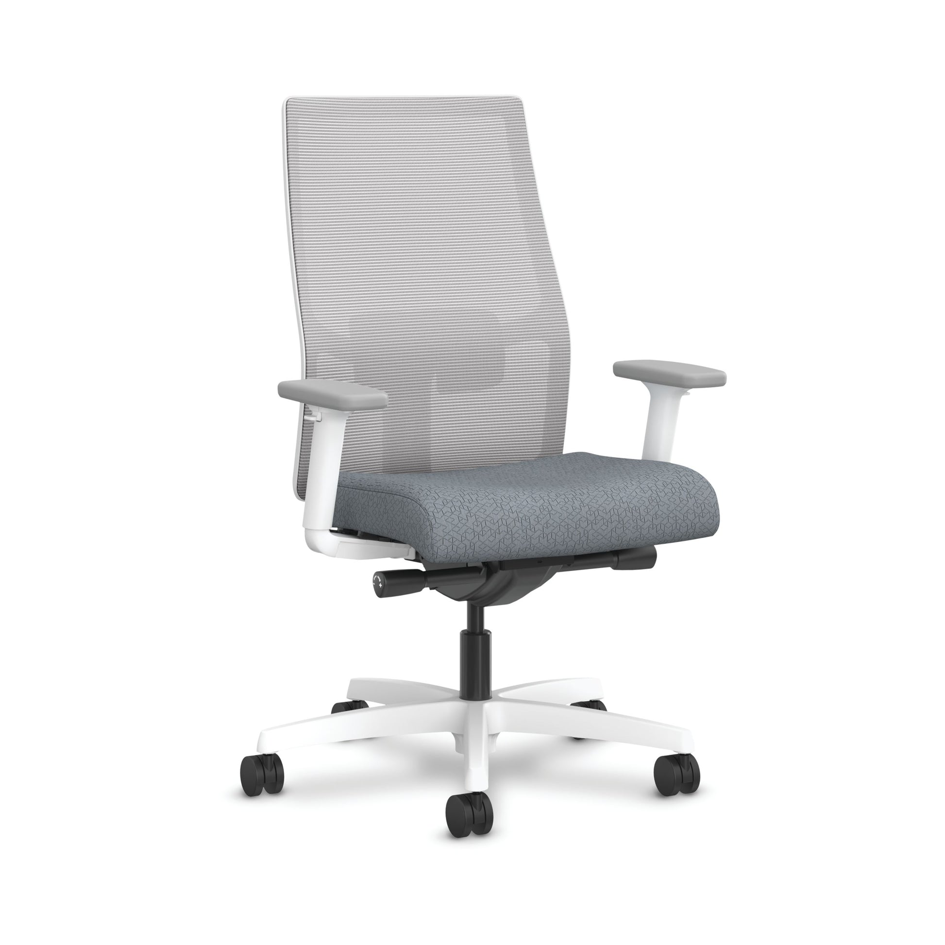 HON Ignition 2.0 Mesh Office Chair | Mid-Back | Synchro-Tilt | Basalt Seat Fabric | Fog Mesh | White Frame | Titanium Grey Adjustable Lumbar