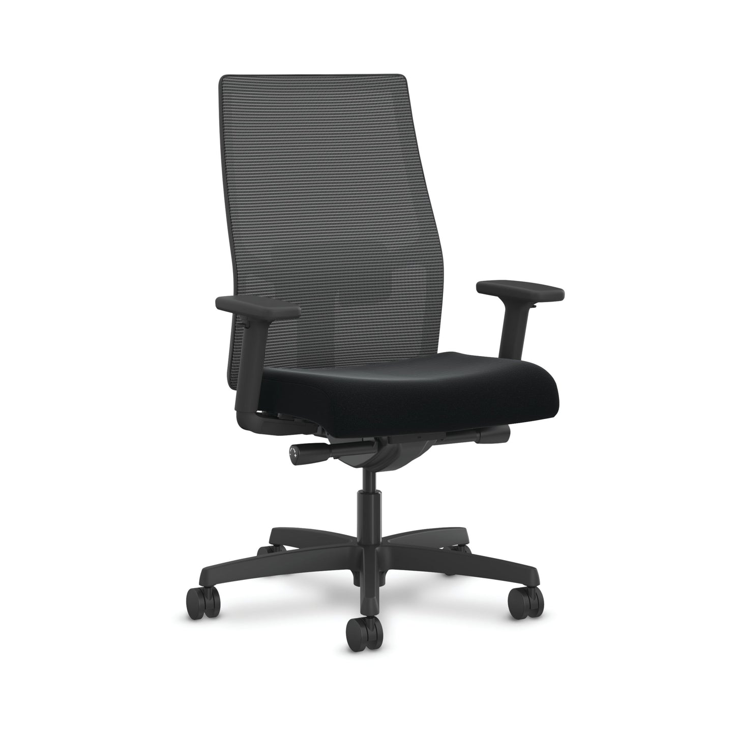 HON Ignition 2.0 Mesh Office Chair | Mid-Back | Synchro-Tilt | Black Seat Fabric | Black Mesh | Black Frame | Krypton Green Adjustable Lumbar