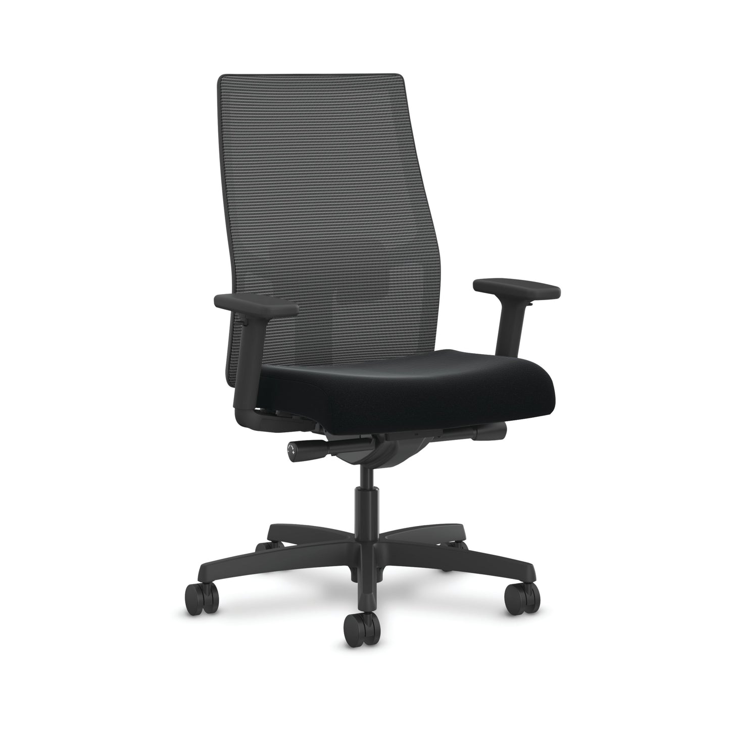 HON Ignition 2.0 Mesh Office Chair | Mid-Back | Synchro-Tilt | Black Seat Fabric | Black Mesh | Black Frame | Ember Orange Adjustable Lumbar