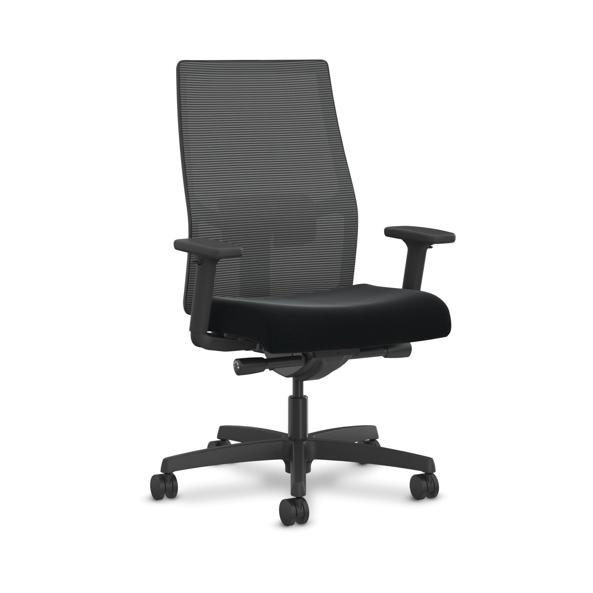 HON Ignition 2.0 Mesh Office Chair | Mid-Back | Synchro-Tilt | Black Seat Fabric | Black Mesh | Black Frame | Ember Orange Adjustable Lumbar