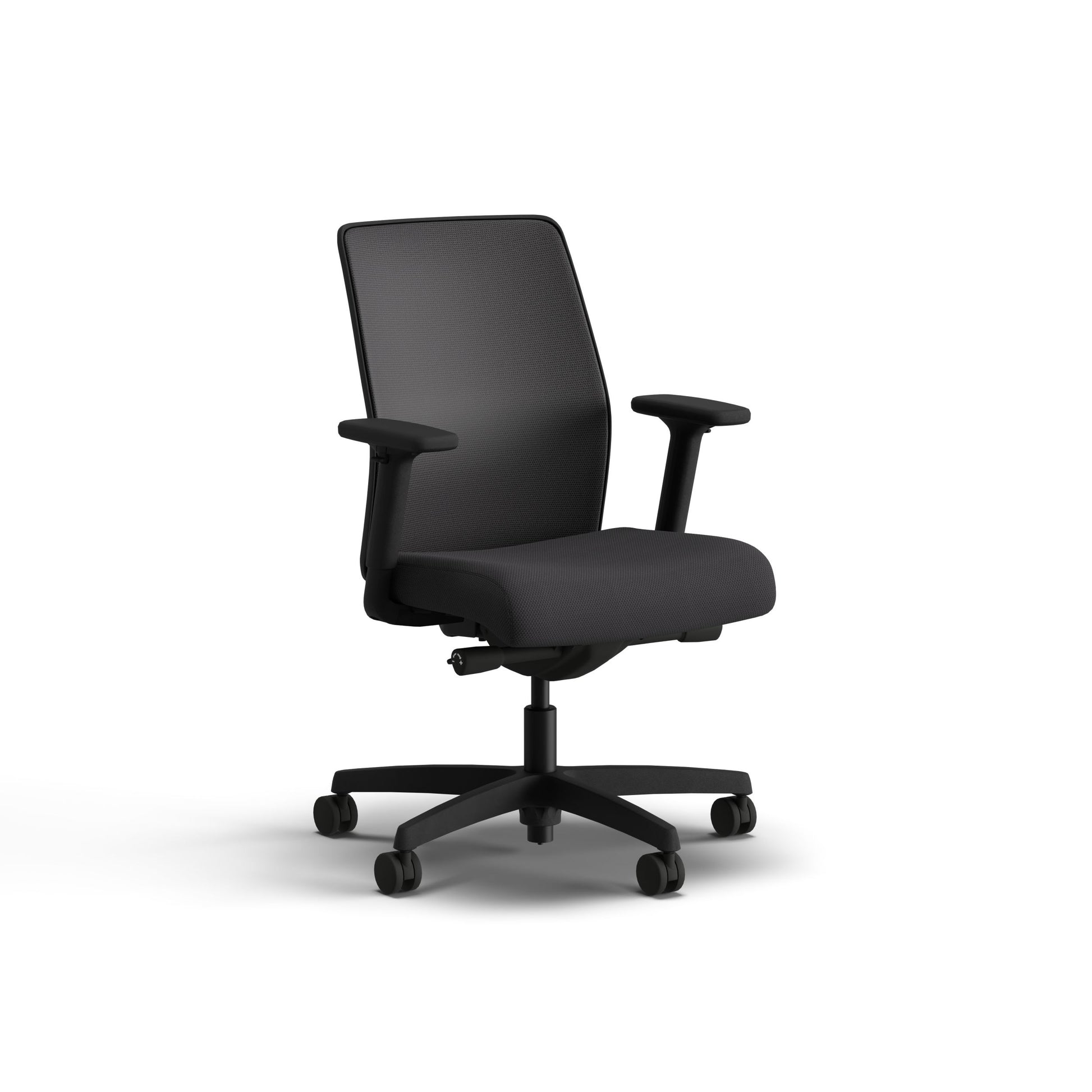 HON Ignition 2.0 Task Chair | Spectrum Mesh Low-Back | Synchro-Tilt Control With Seat Slider | Onyx Spectrum Mesh Back | Onyx Spectrum Mesh Seat | Height- and Width-Adjustable Arms | Adjustable Lumbar Support | Black Frame