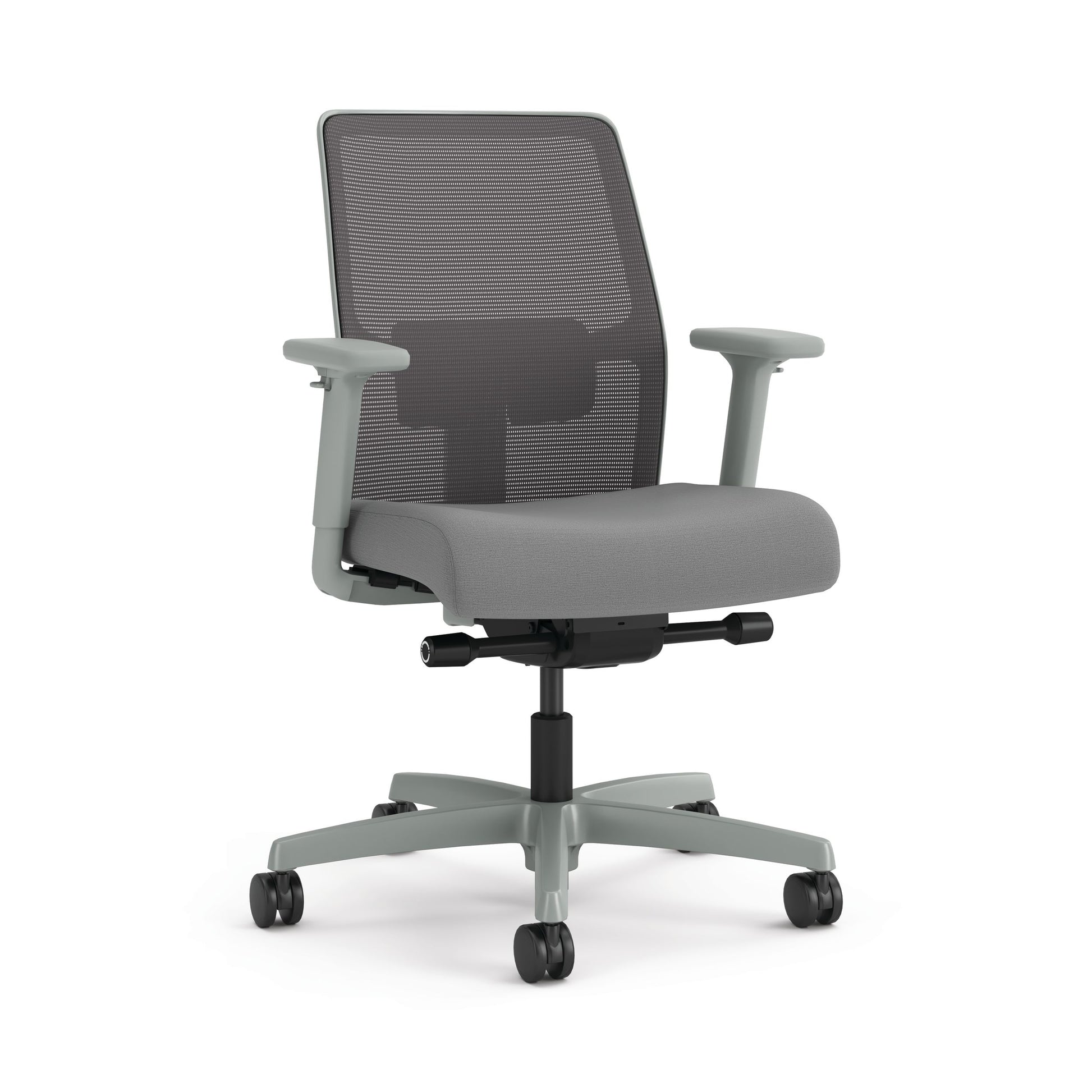 HON Ignition 2.0 4-way stretch Mesh Back Task Chair | Synchro-Tilt Control With Seat Slider | Height- and Width-Adjustable Arms | Adjustable Lumbar Support | Hard Casters | Charcoal 4-way stretch Mesh Back | Ash Seat Fabric | Titanium Frame