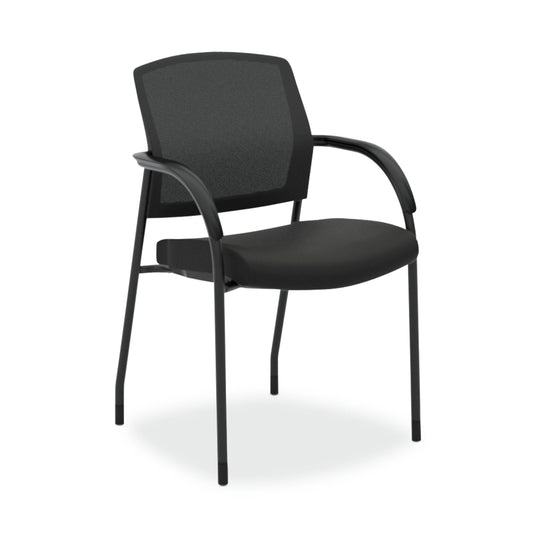 HON Lota Mesh Back Stacking Chair | Fixed Arms | Black Fabric