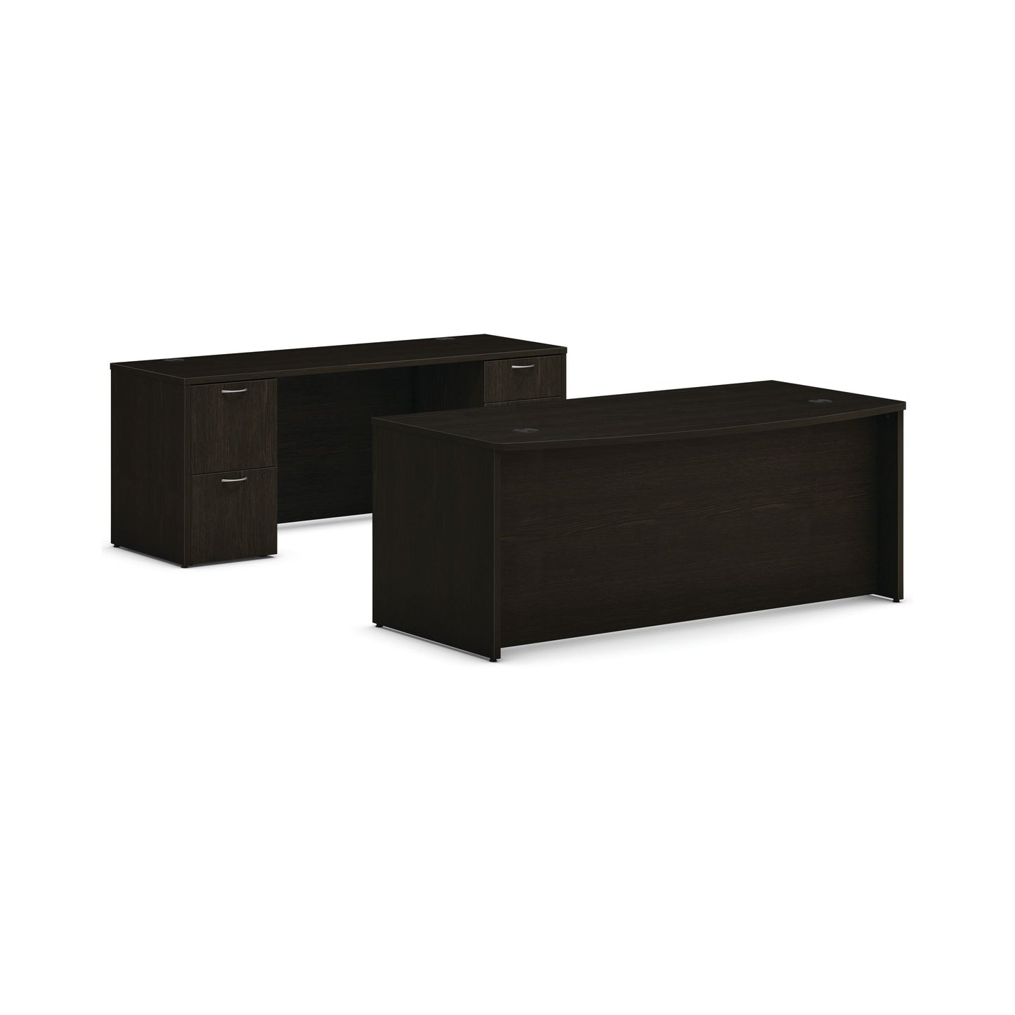 HON Mod Executive Workstation | Desk, Credenza, 2 Box Drawers / 3 File Drawers | 72"W x 36"D | Java Oak Laminate