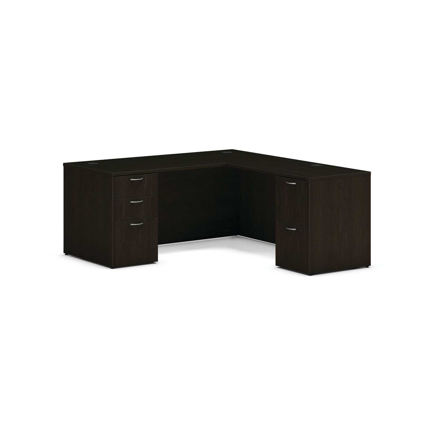 HON Mod L-Station | 2 Box Drawers / 3 File Drawers | 66"W x 72"D | Java Oak Laminate
