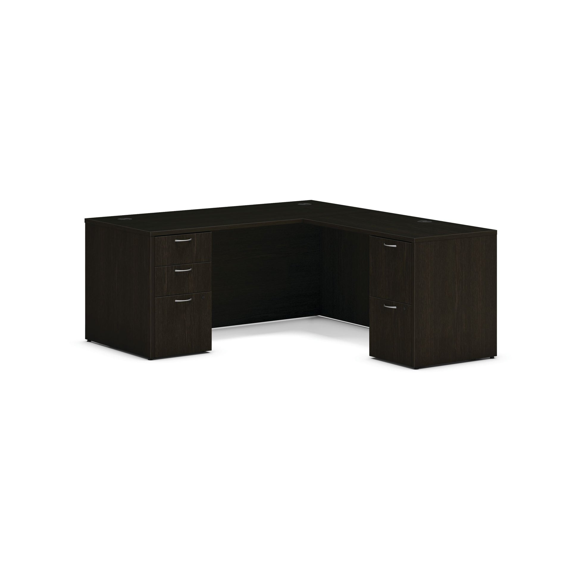HON Mod L-Station | 2 Box Drawers / 3 File Drawers | 66"W x 72"D | Java Oak Laminate