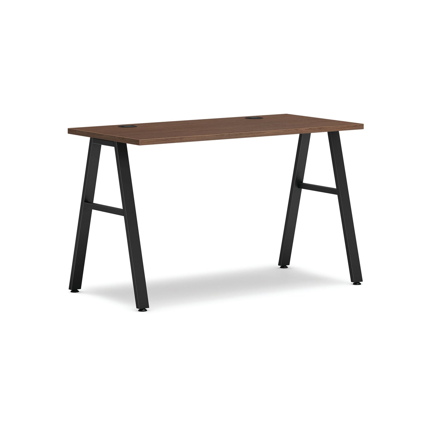 HON Mod Table Desk | Sepia Walnut Laminate | Black A-Legs