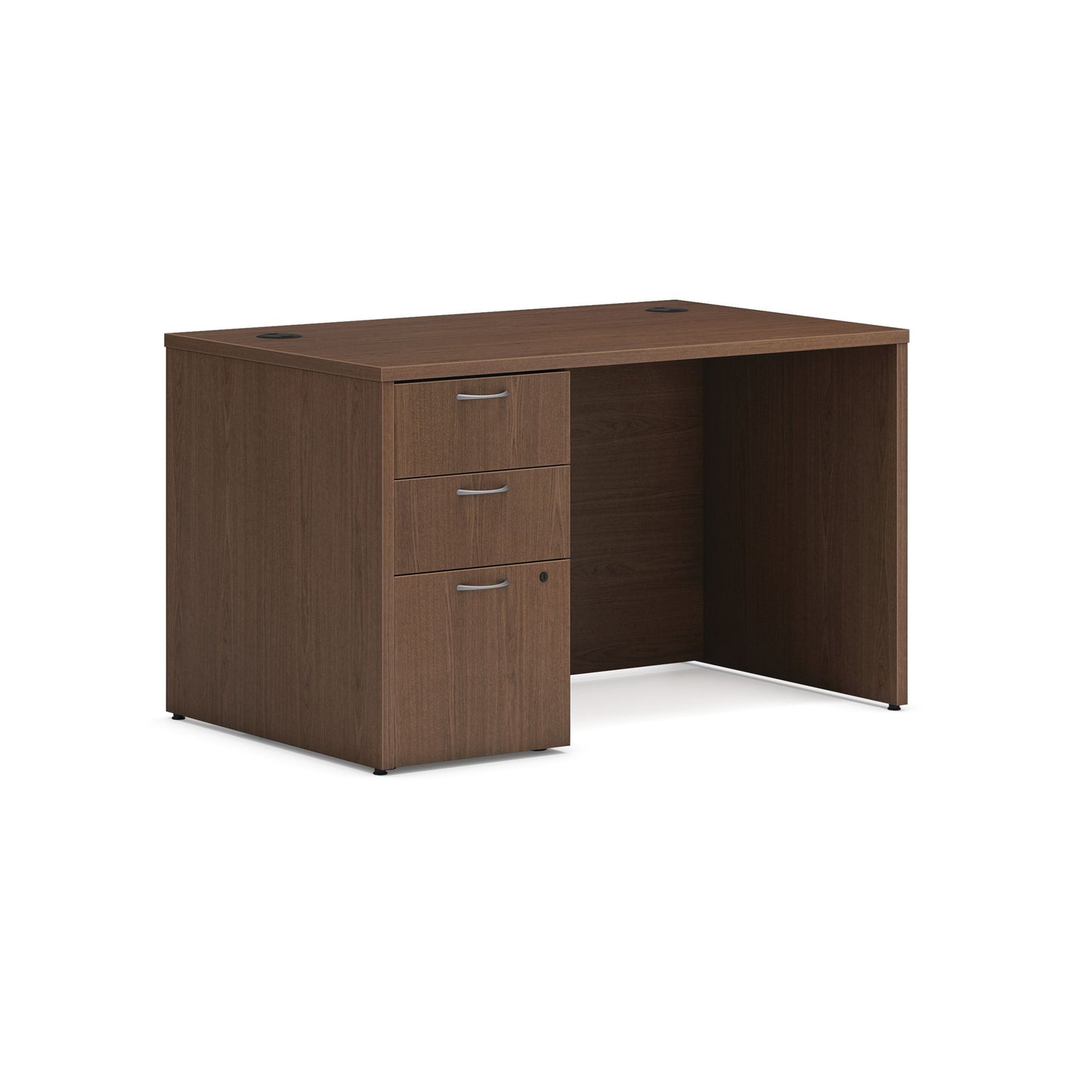 HON Mod Desk | 2 Box Drawers / 1 File Drawer | 48"W x 30"D | Sepia Walnut Laminate
