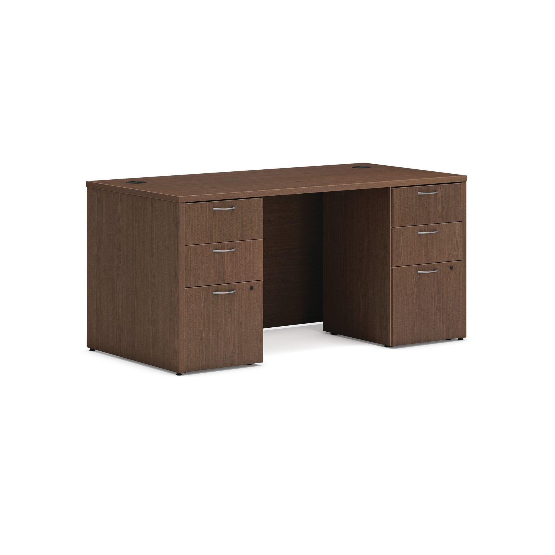 HON Mod Desk | 4 Box Drawers / 2 File Drawers | 60"W x 30"D | Sepia Walnut Laminate
