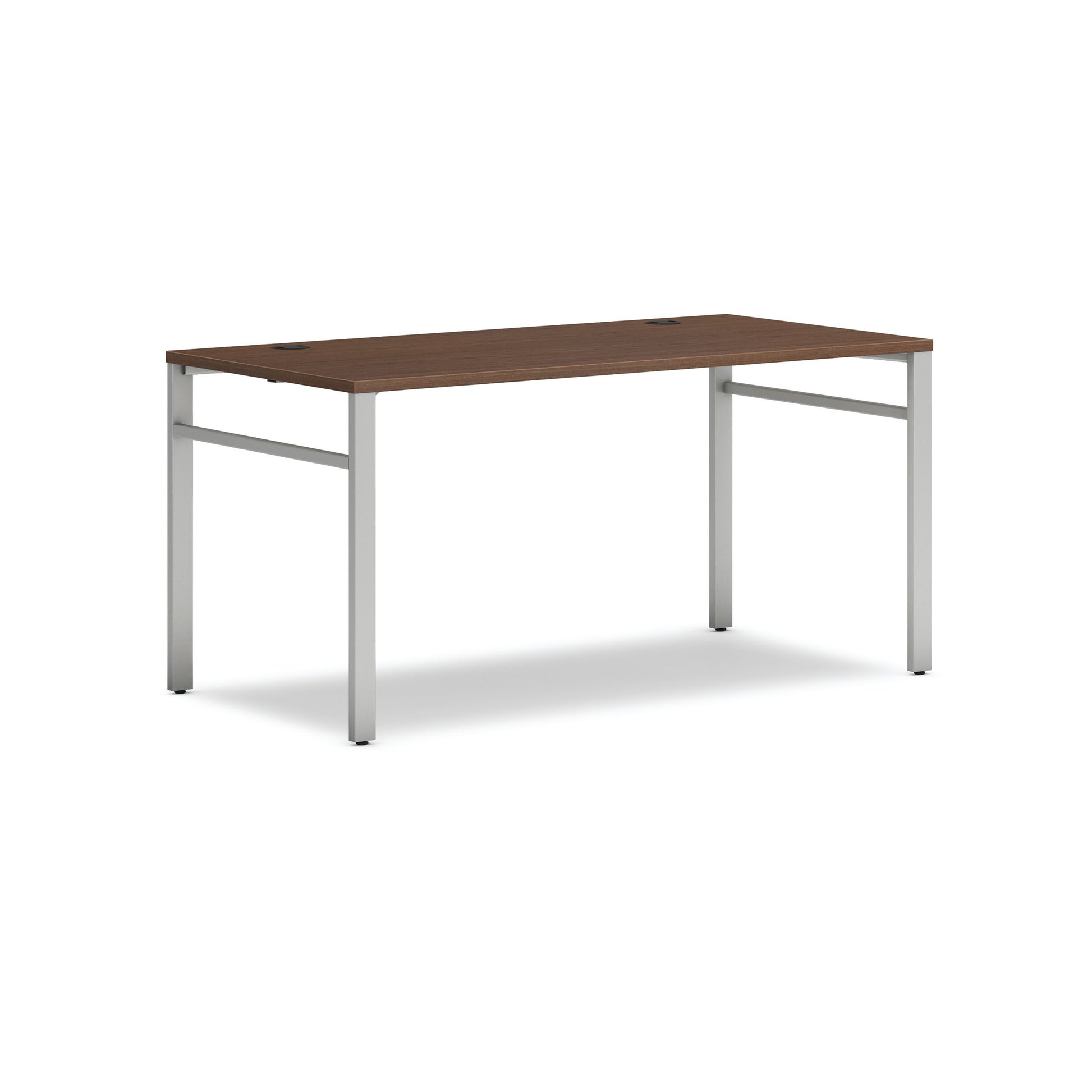 HON Mod Table Desk | 60"W x 30"D | Silver U-Legs | Sepia Walnut Laminate