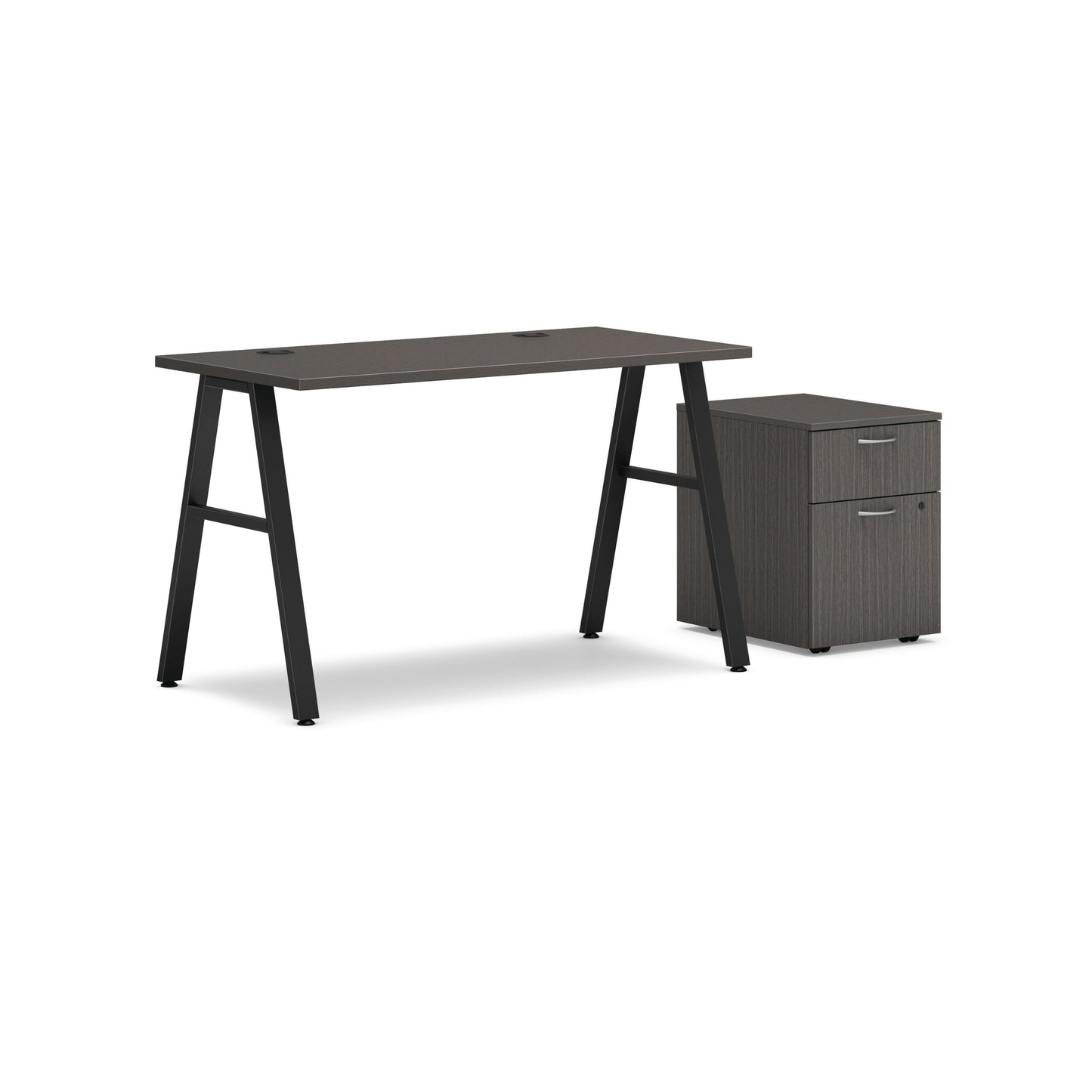 HON Mod Desk with Mobile Storage | 48"W x 24"D | Black A-Leg Base
