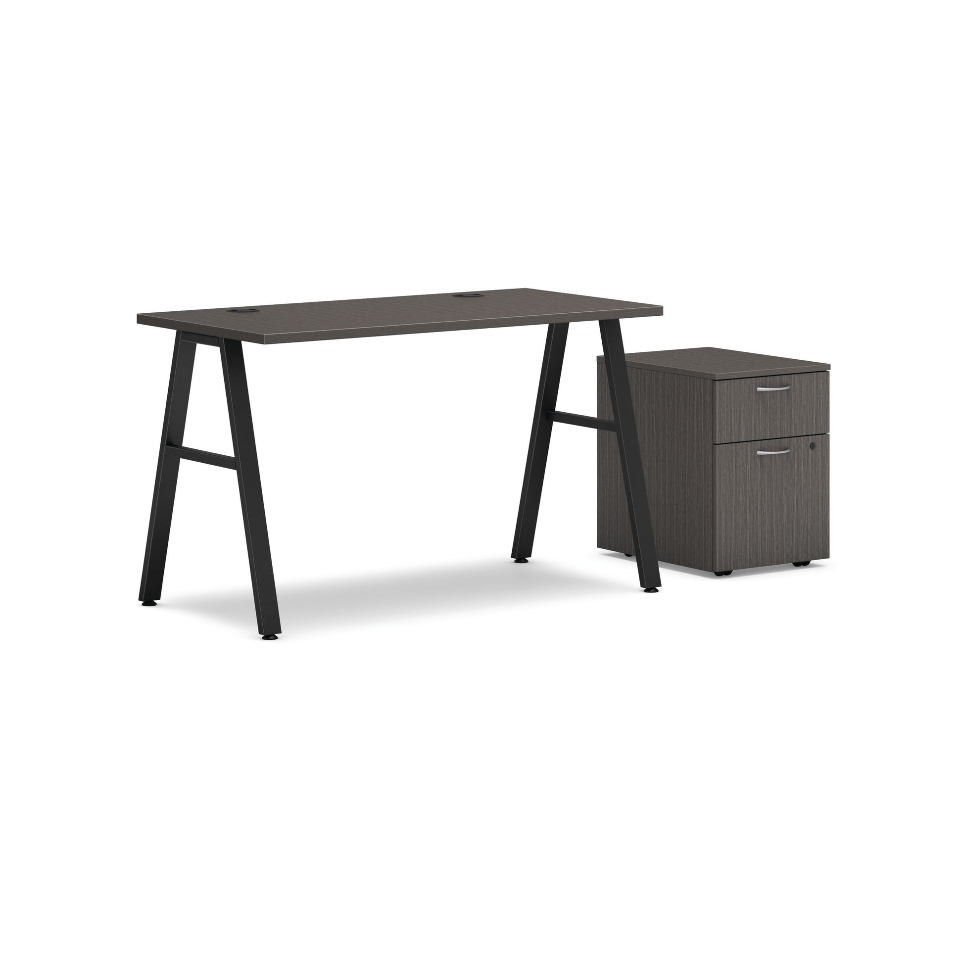 HON Mod Desk with Mobile Storage | 48"W x 24"D | Black A-Leg Base
