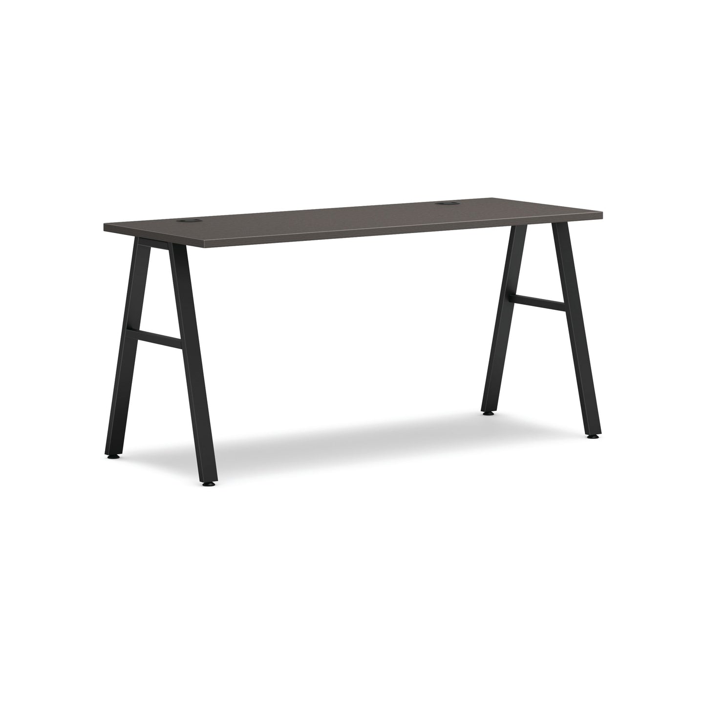 HON Mod Desk | 60" x 24"W | Black A-Leg Base | Slate Teak Laminate