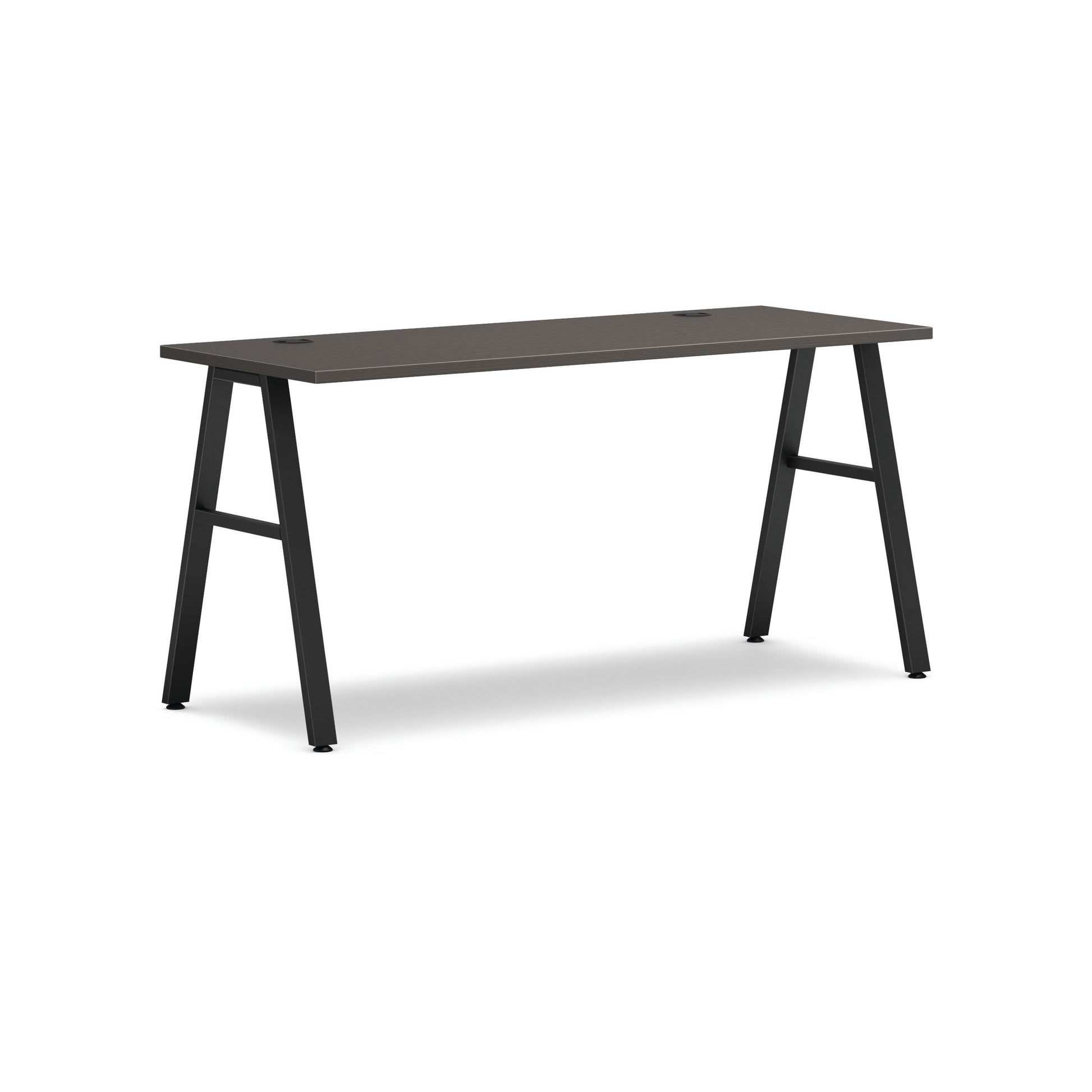 HON Mod Desk | 60" x 24"W | Black A-Leg Base | Slate Teak Laminate