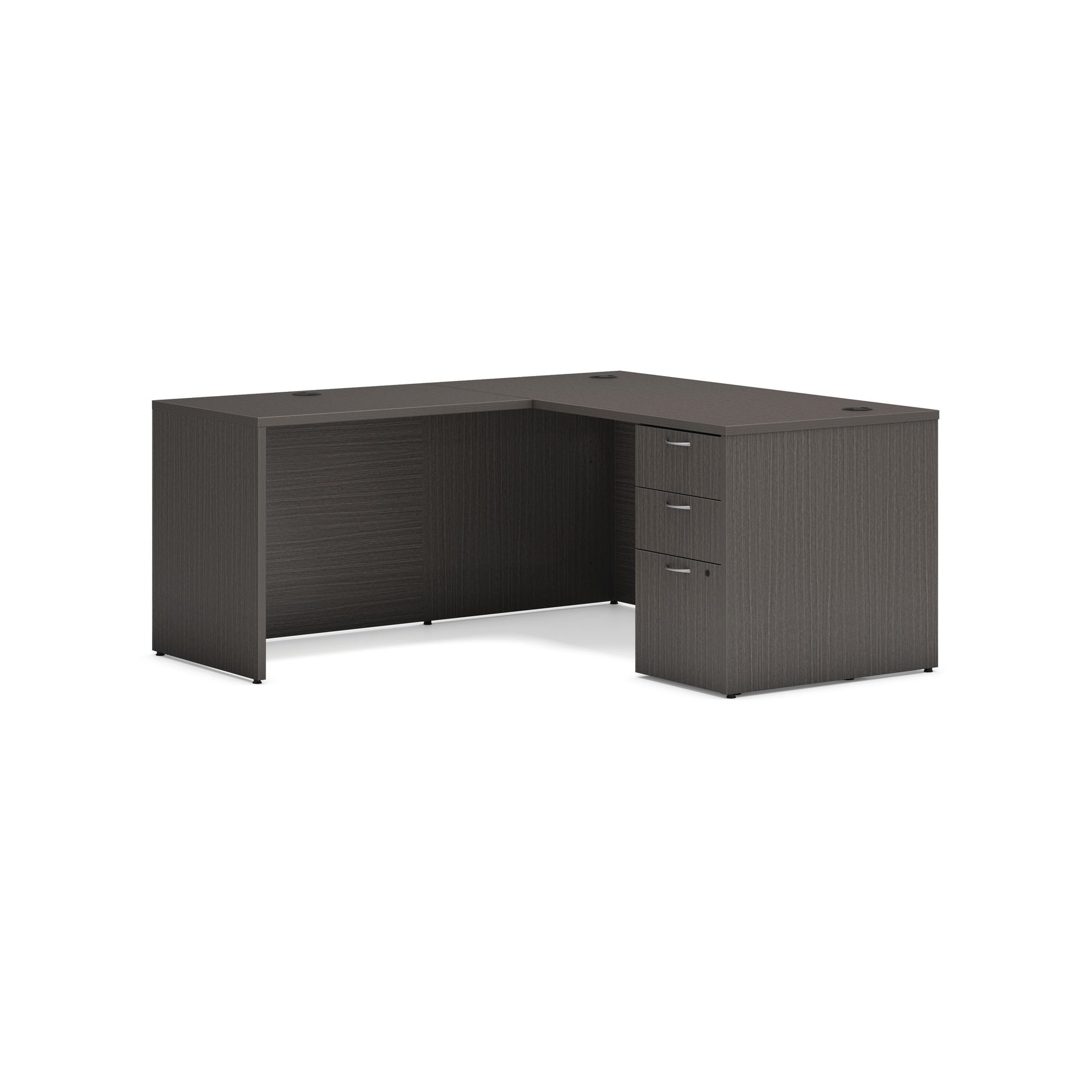 HON Mod L-Station | 2 Box Drawers / 1 File Drawer | 60"W x 66"D | Slate Teak Laminate
