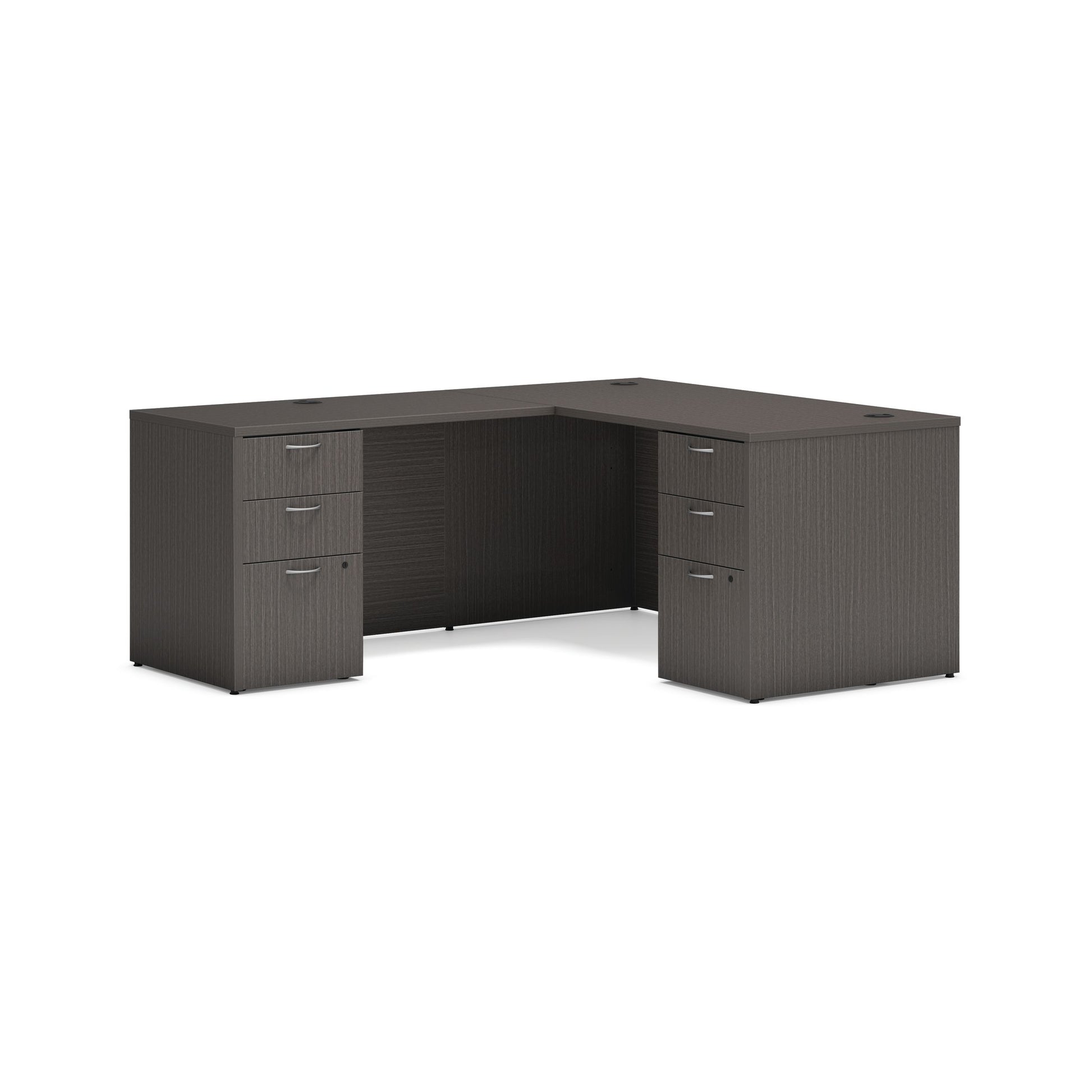 HON Mod L-Station | 4 Box Drawers / 2 File Drawers | 60"W x 72"D | Slate Teak Laminate