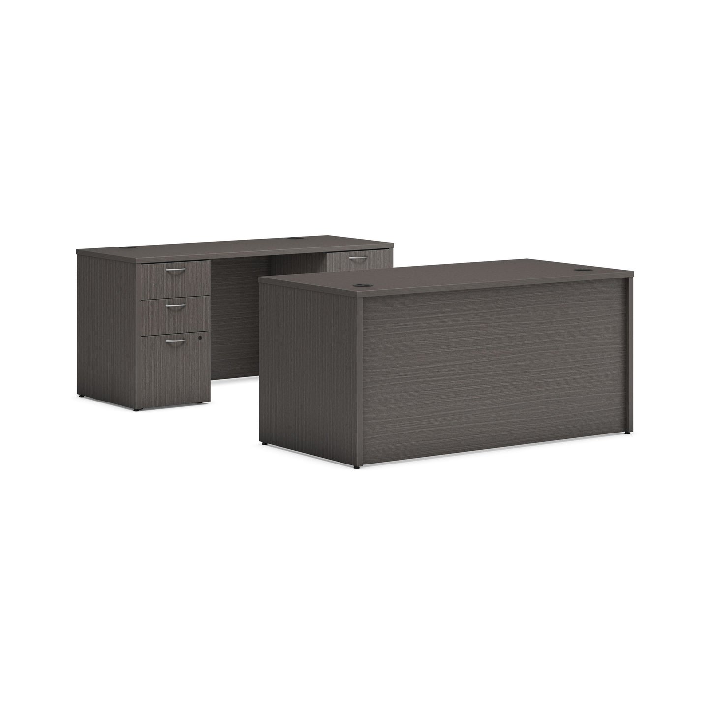 HON Mod Executive Workstation | Desk, Credenza, 4 Pedestals | 60"W x 90"D | Slate Teak Laminate