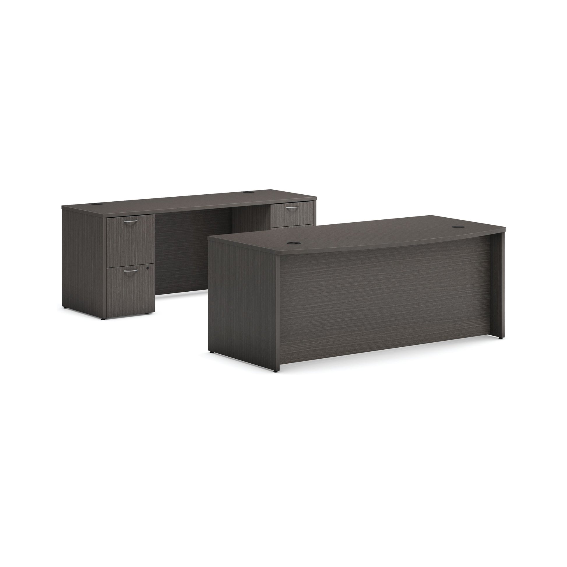 HON Mod Executive Workstation | Desk, Credenza, 2 Box Drawers / 3 File Drawers | 72"W x 36"D | Slate Teak Laminate