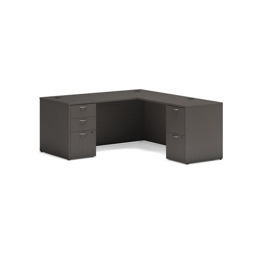 HON Mod L-Station | 2 Box Drawers / 3 File Drawers | 66"W x 72"D | Slate Teak Laminate