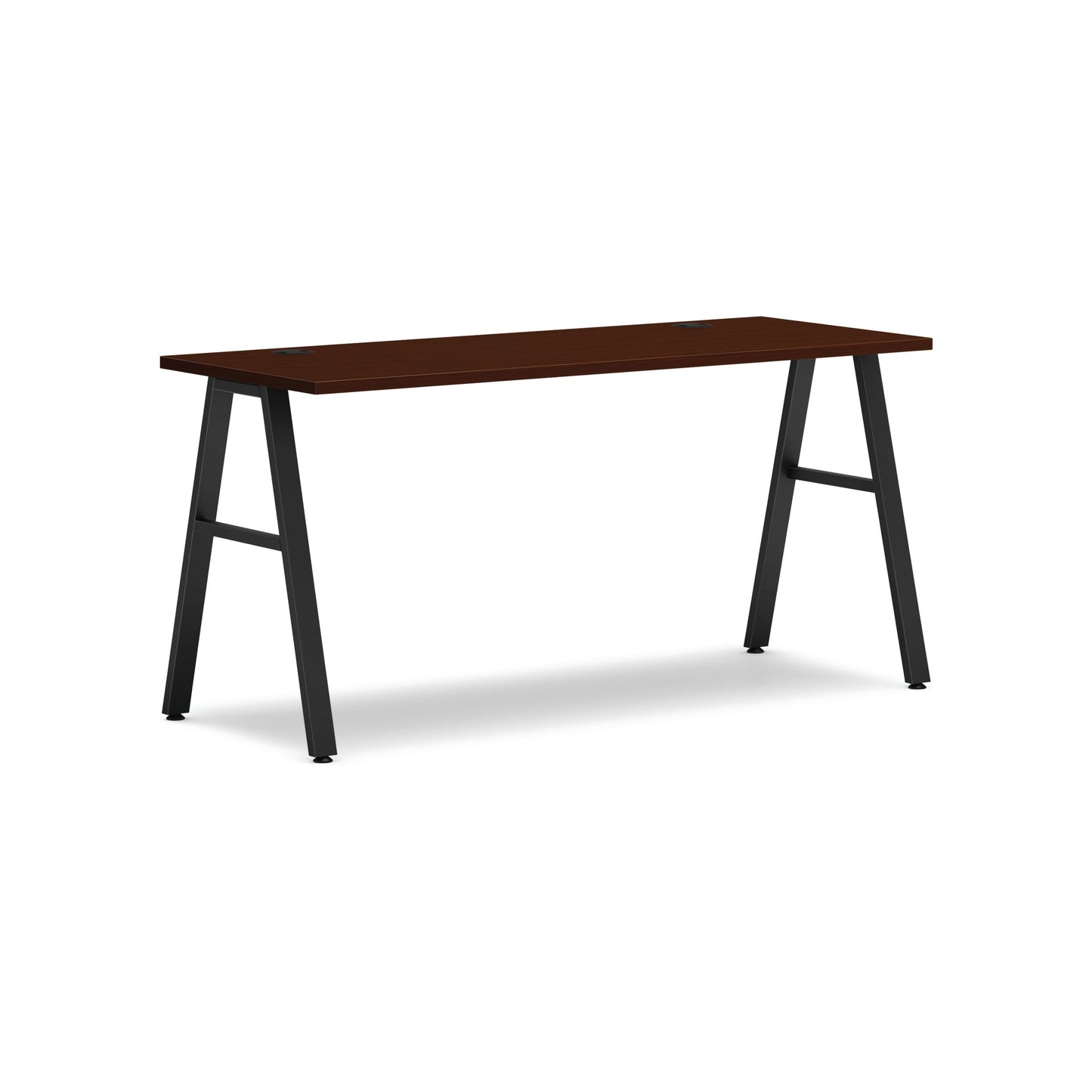 HON Mod Desk | 60"W x 24"D | Black A-Leg Base | Traditional Mahogany Laminate