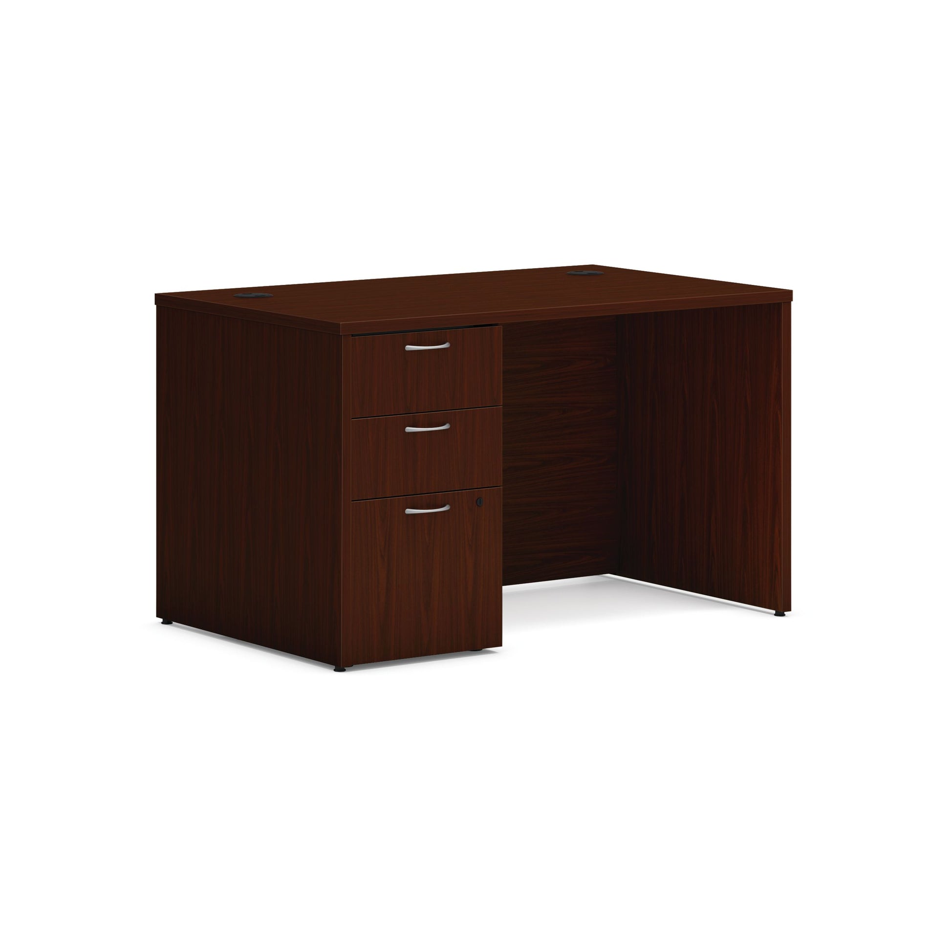 HON Mod Desk | 2 Box Drawers / 1 File Drawer | 48"W x 30"D | Traditional Mahogany Laminate